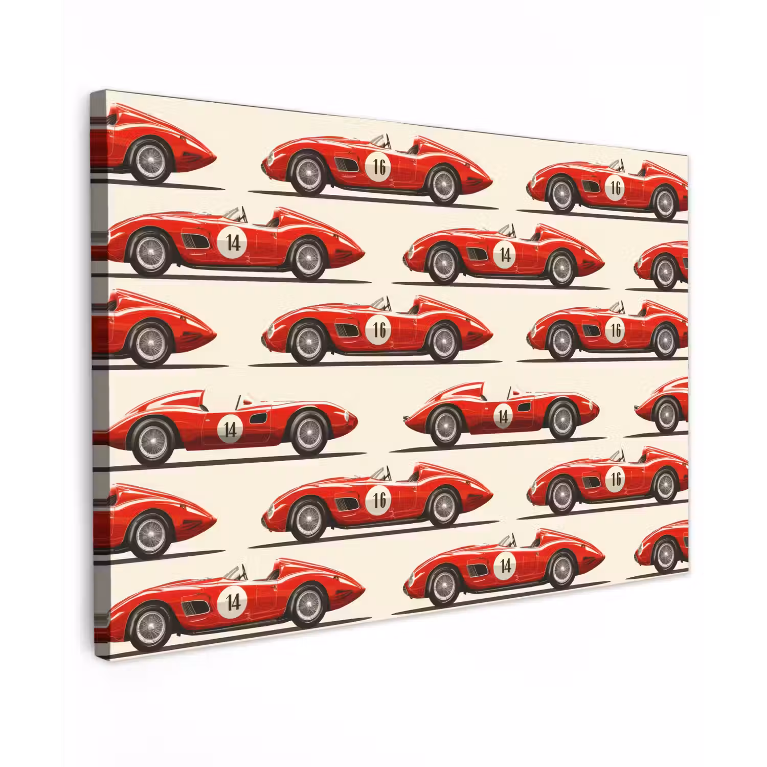 Raceauto - Retro - Rood Tuinposter op houten frame 2 cm dik klein 845 -3d