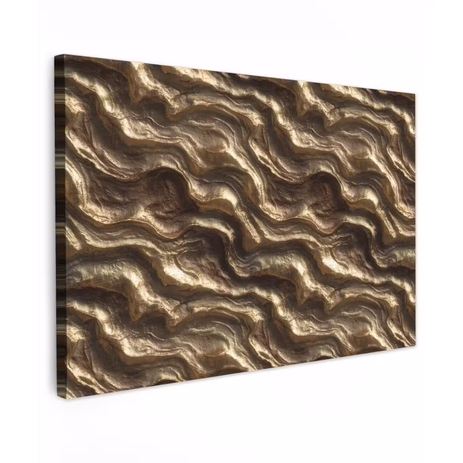 Reliëf - Golven - Abstract - Bronsgoud Tuinposter op houten frame 2 cm dik klein 845 -3d