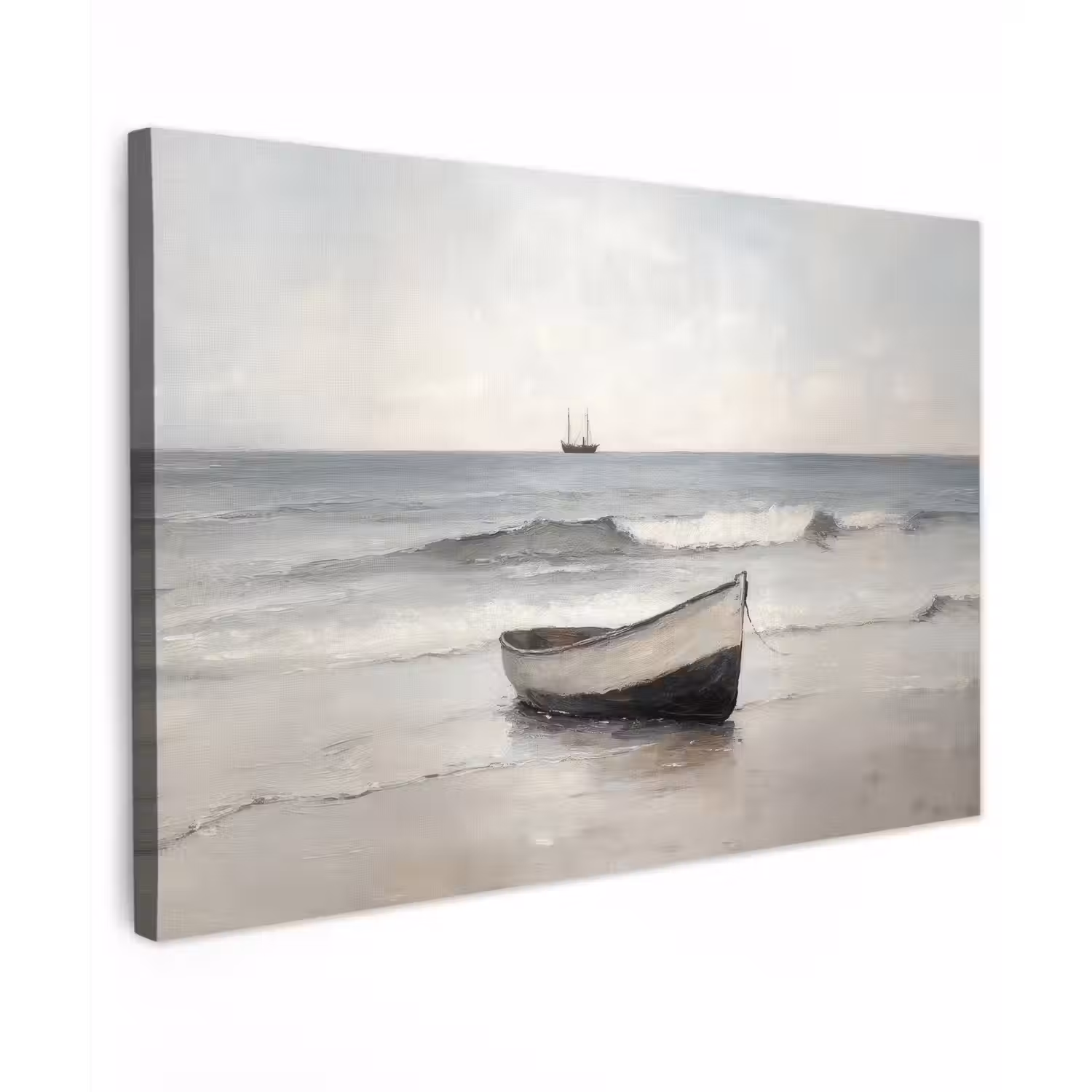 Roeiboot - Zee - Horizon Tuinposter op houten frame 2 cm dik klein -3d