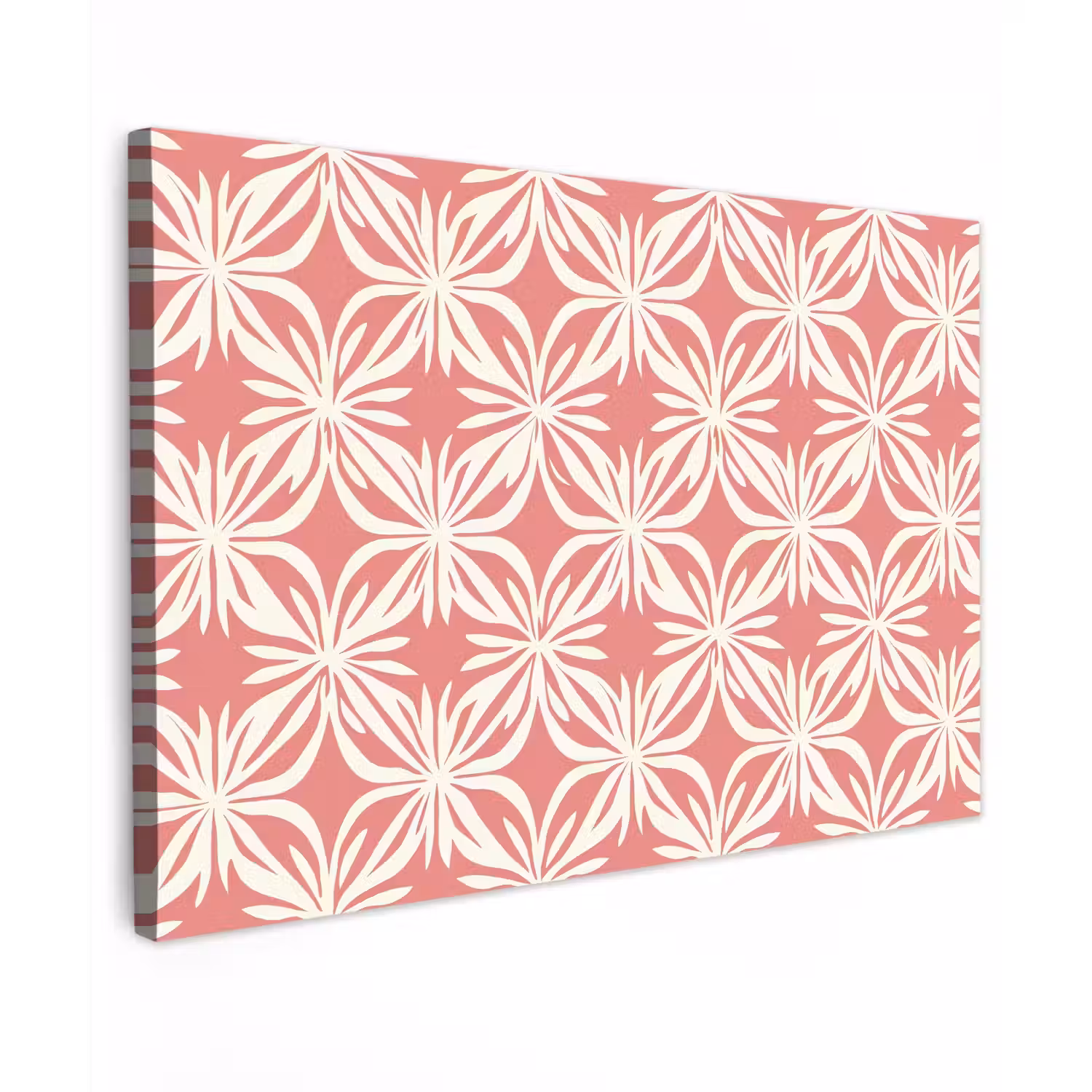 Roze - Bloemenmotief - Wit - Modern Tuinposter op houten frame 2 cm dik klein 845 -3d