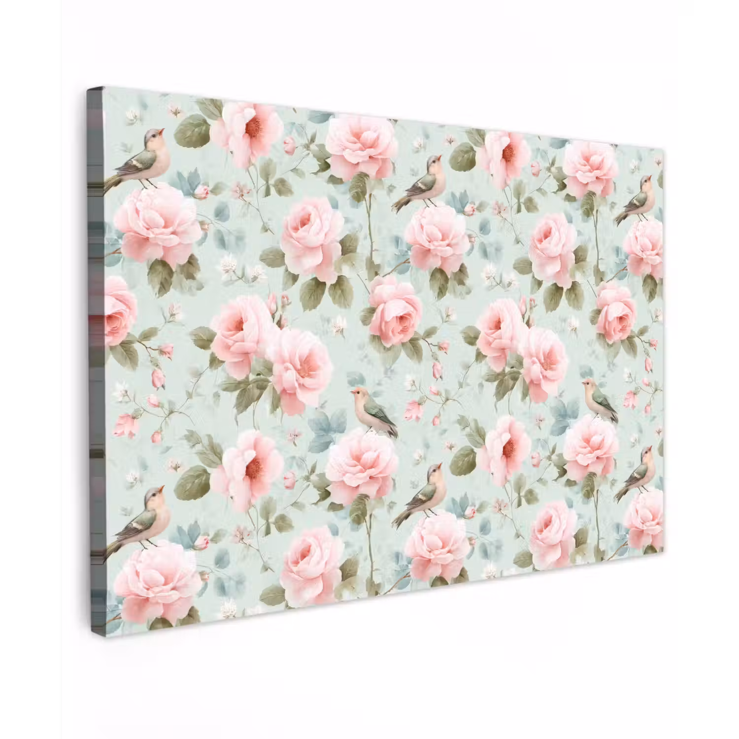 Rozen - Vogels - Pastel - Kleurrijk Tuinposter op houten frame 2 cm dik klein 845 -3d