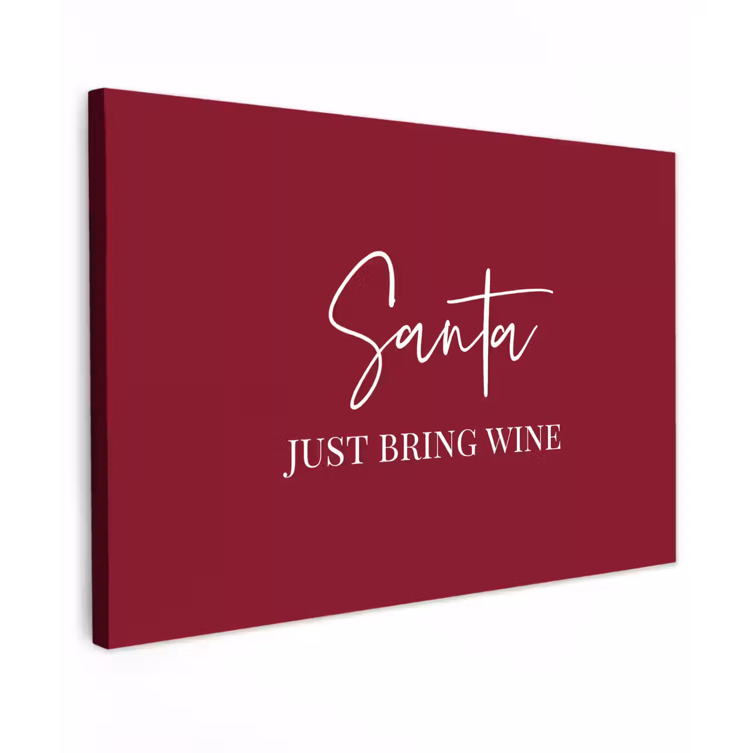 Santa - Wine - Rood - Kerst - Kerstman Tuinposter op houten frame 2 cm dik klein -3d