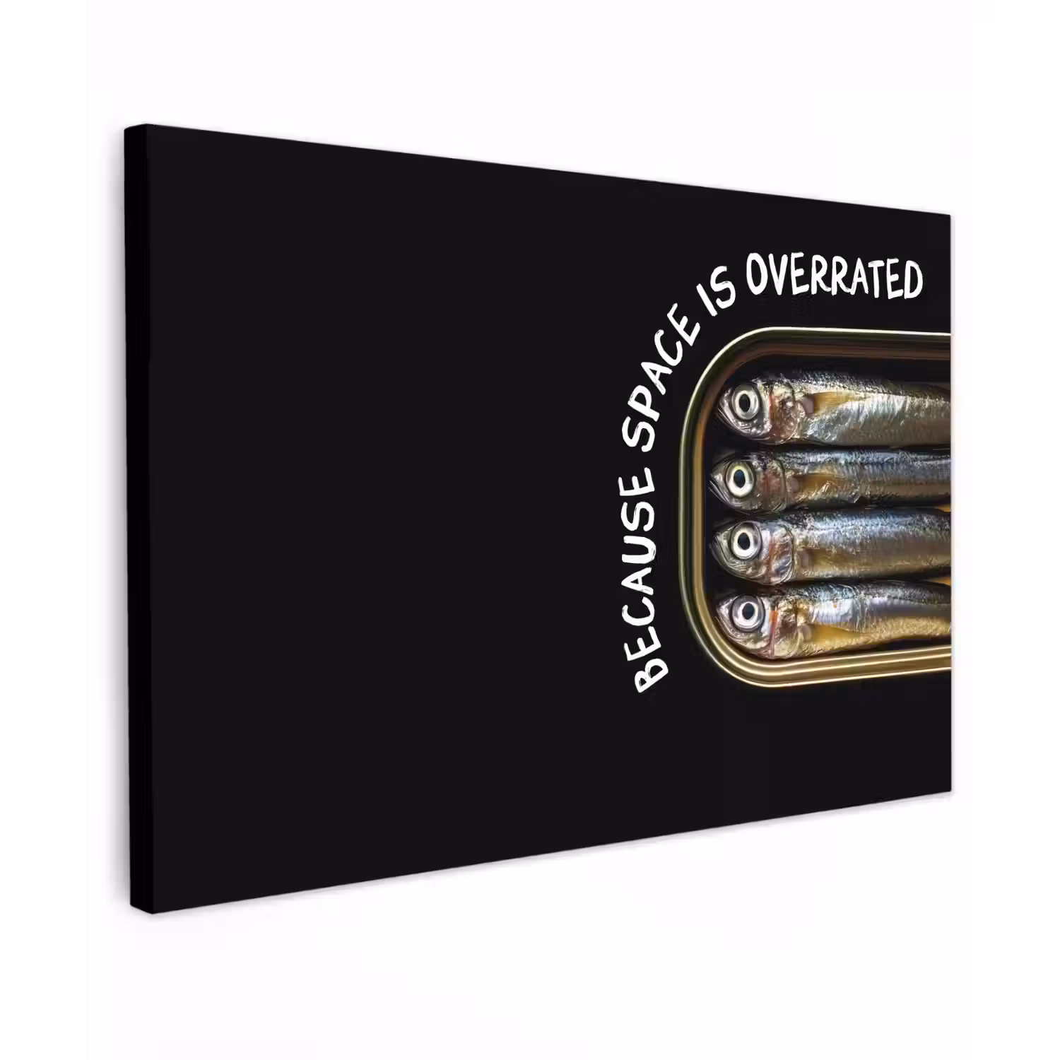 Sardines - Tekst - Vis - Blik Tuinposter op houten frame 2 cm dik klein -3d