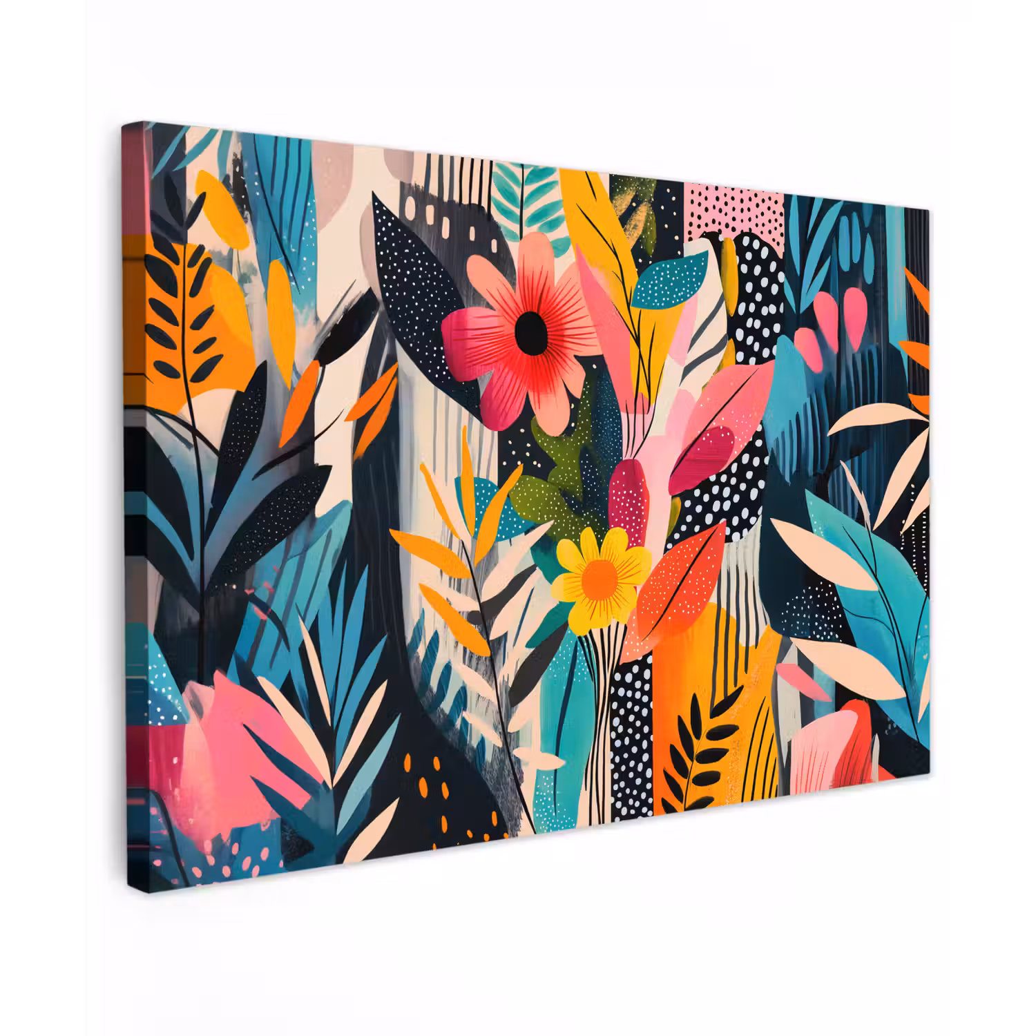 Schilderij - Abstract - Bloemen - Roze Tuinposter op houten frame 2 cm dik klein -3d