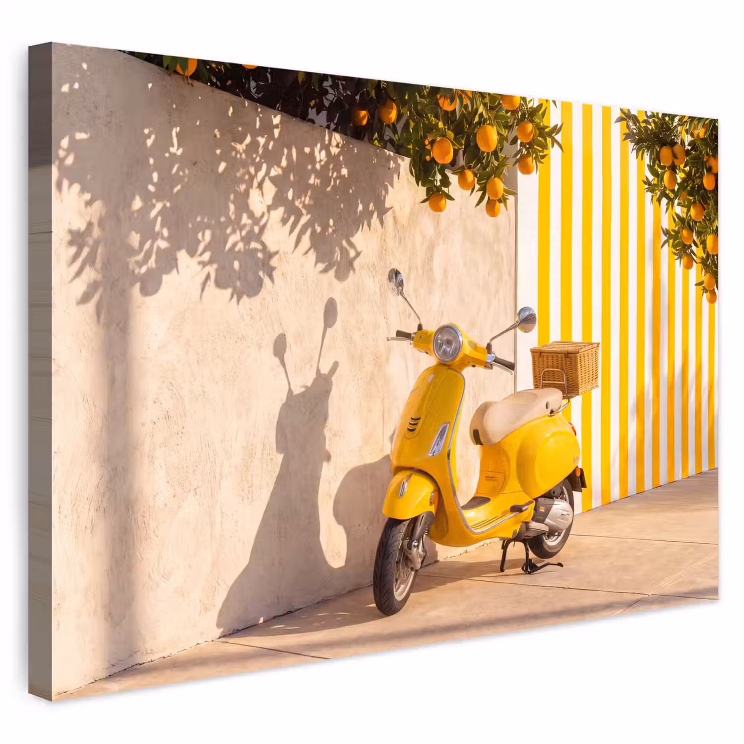 Scooter - Natuur - Zomer - Geel - Mediterraan Tuinposter op houten frame 2 cm dik klein -3d