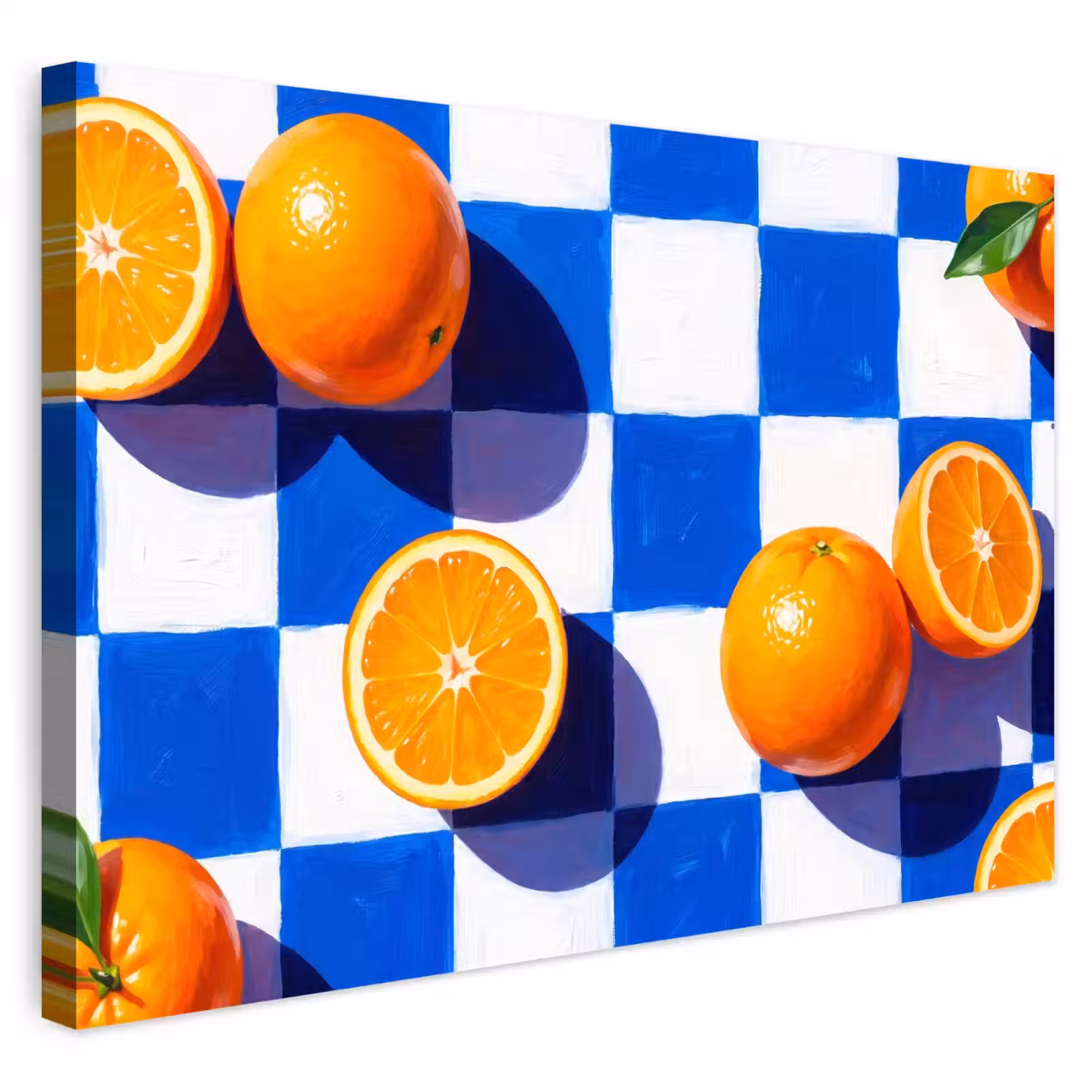 Buiten canvas - Sinaasappel - Geruit - Eten - Sinaasappel - Geruit - Eten Tuinposter op houten frame 2 cm dik klein