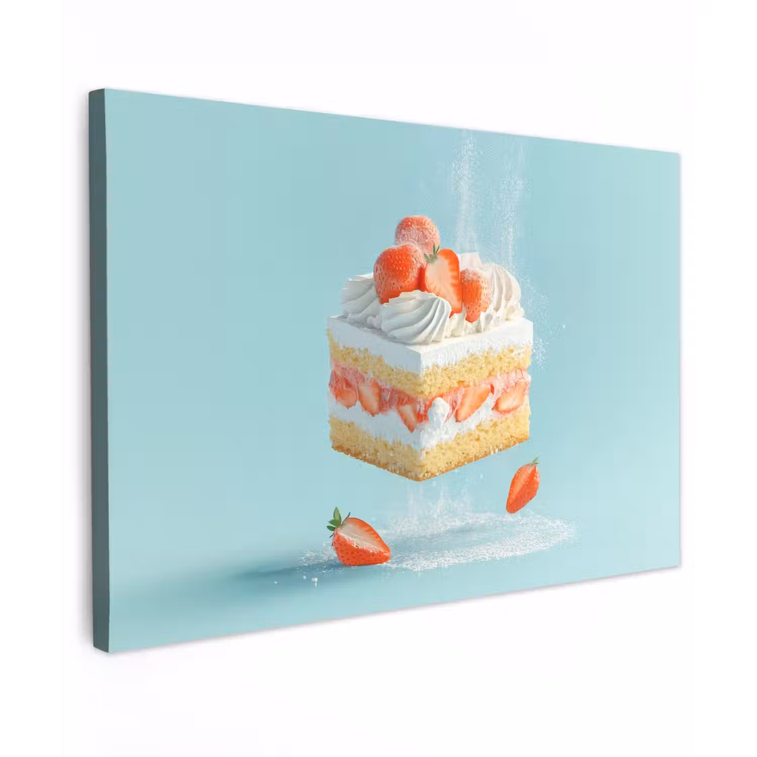 Slagroom - Taart - Blauw - Eten Tuinposter op houten frame 2 cm dik klein -3d