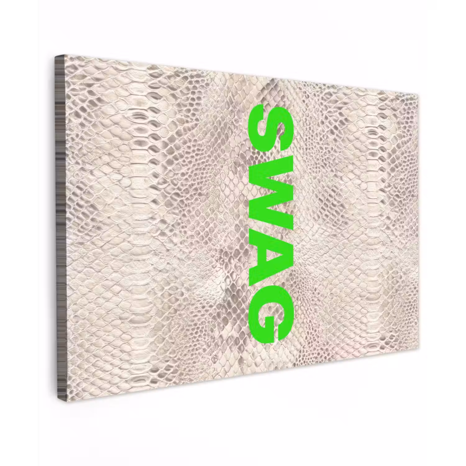 Slangenprint - SWAG - Neon - Groen Tuinposter op houten frame 2 cm dik klein -3d
