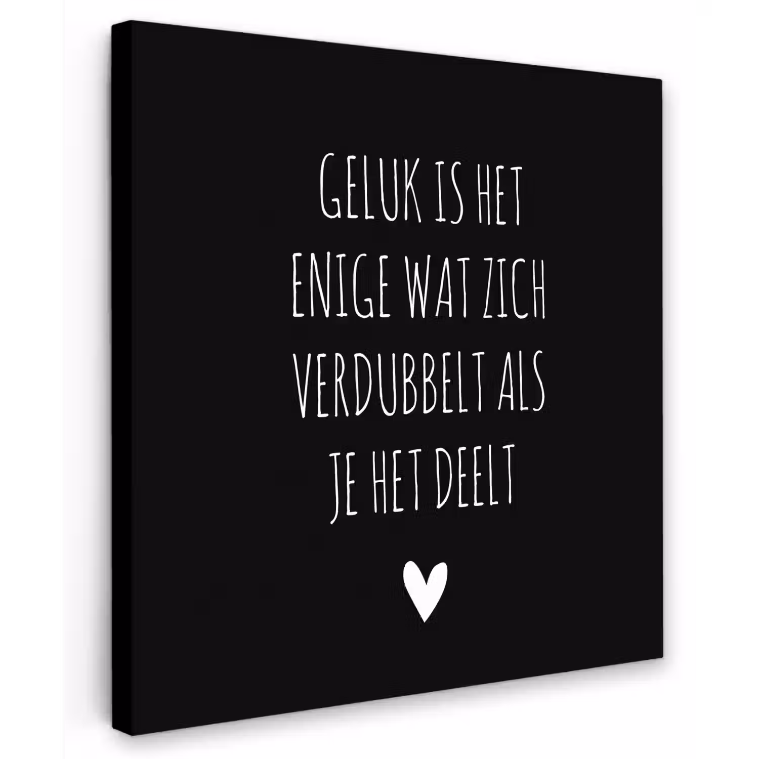 Spreuken - Geluk is het enige wat zich verdubbelt - Quotes Tuinposter op houten frame 2 cm dik middel -3d