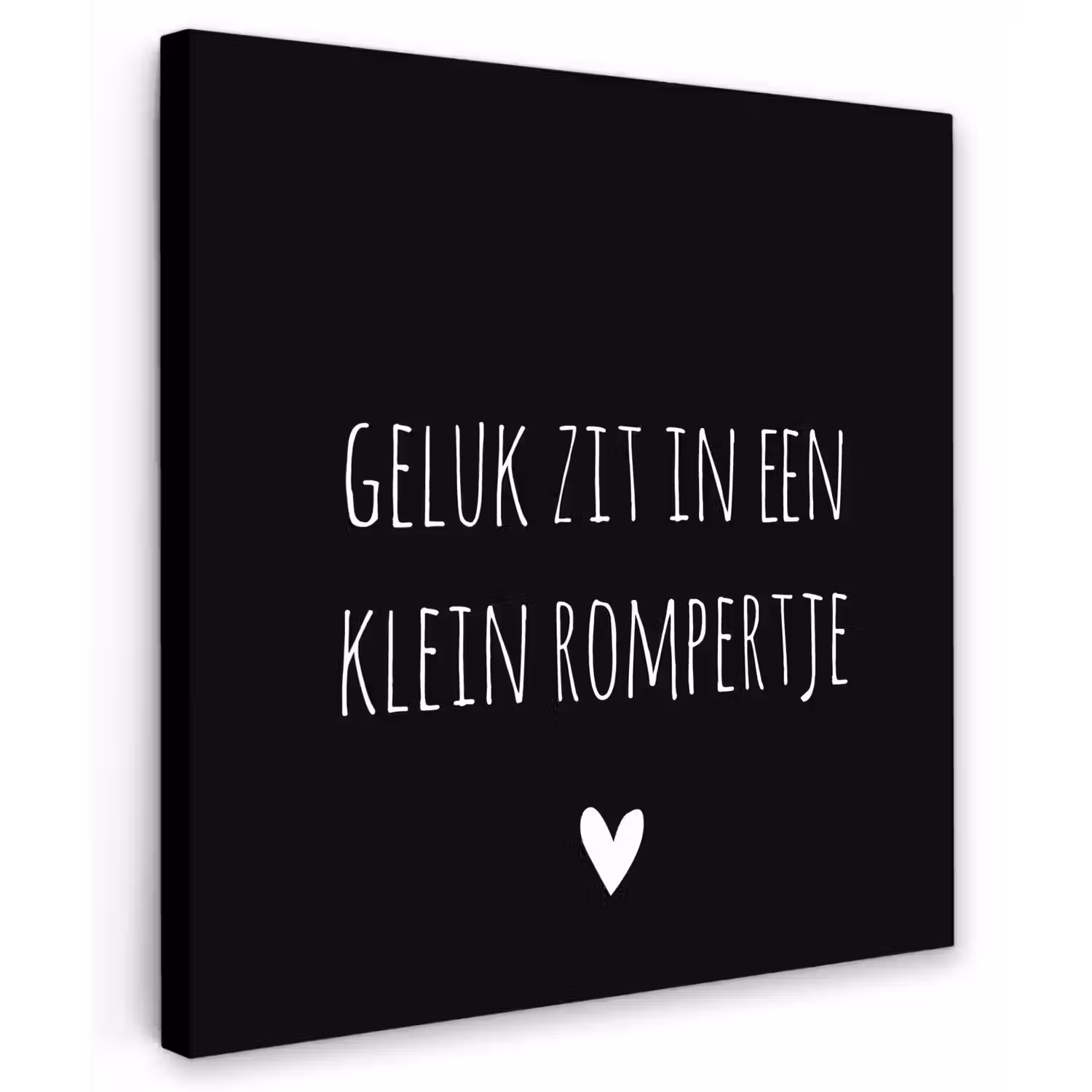 Spreuken - Quotes - Geluk zit in een klein rompertje Tuinposter op houten frame 2 cm dik middel -3d