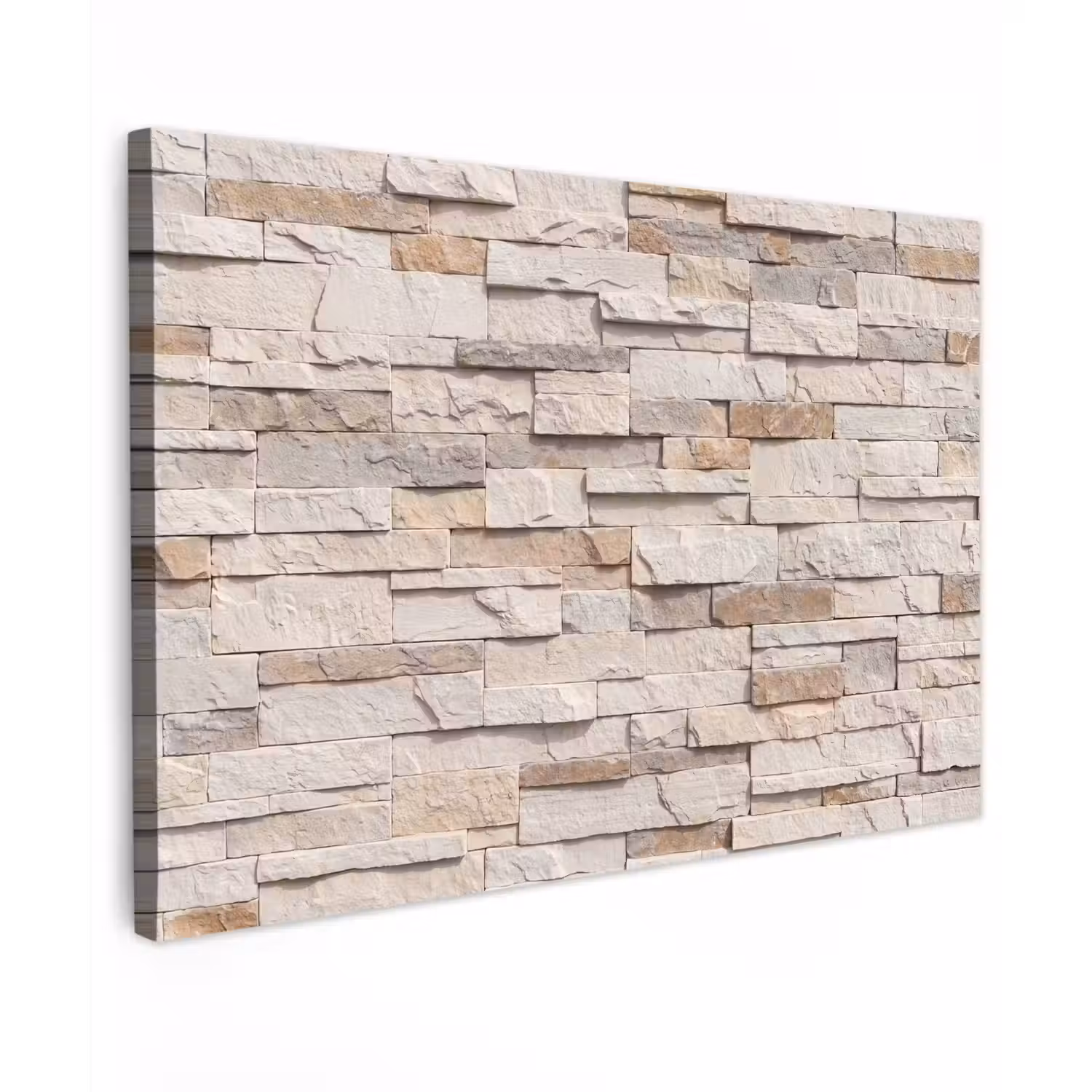 Steen - Muur - Textuur - Rustiek - Beige Tuinposter op houten frame 2 cm dik klein -3d
