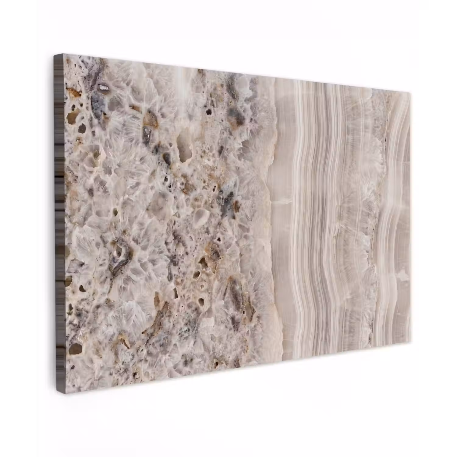 Steen - Textuur - Abstract - Beige - Wit Tuinposter op houten frame 2 cm dik klein -3d