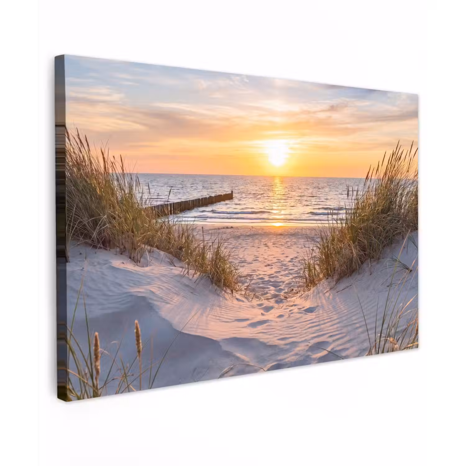 Strand - Zonsondergang - Natuur - Landschap Tuinposter op houten frame 2 cm dik klein -3d