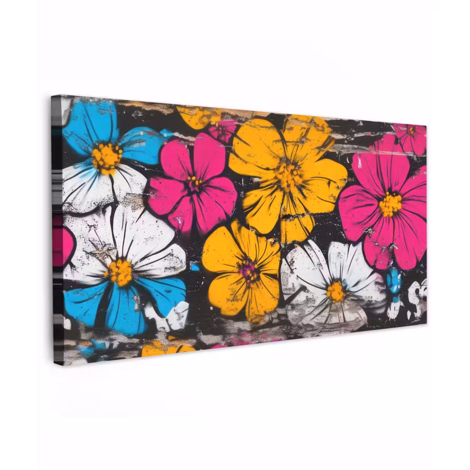 Street Art - Bloemen - Mix Tuinposter op houten frame 2 cm dik xxl -3d