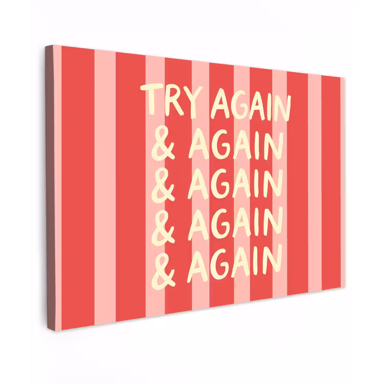 Strepen - Rood - Try again Tuinposter op houten frame 2 cm dik klein -3d