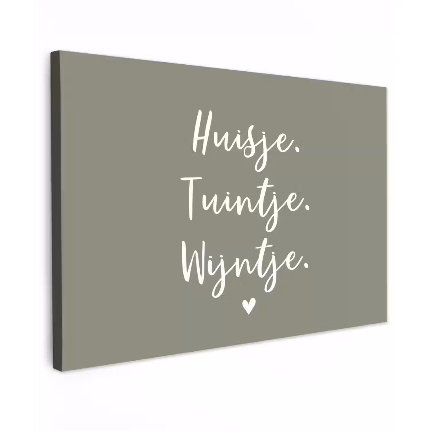 Tekst - Huisje, tuintje, wijntje - Thuis - Quotes - Wijn Tuinposter op houten frame 2 cm dik klein -3d