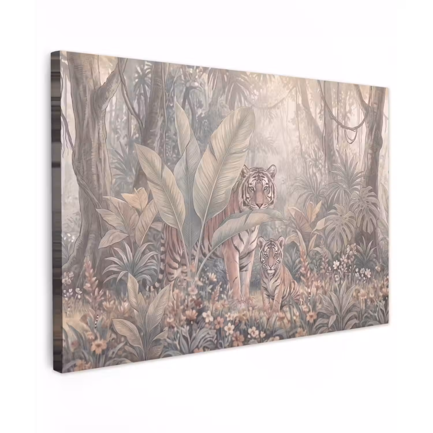 Tijger - Welp - Jungle - Illustratie - Dieren Tuinposter op houten frame 2 cm dik klein -3d