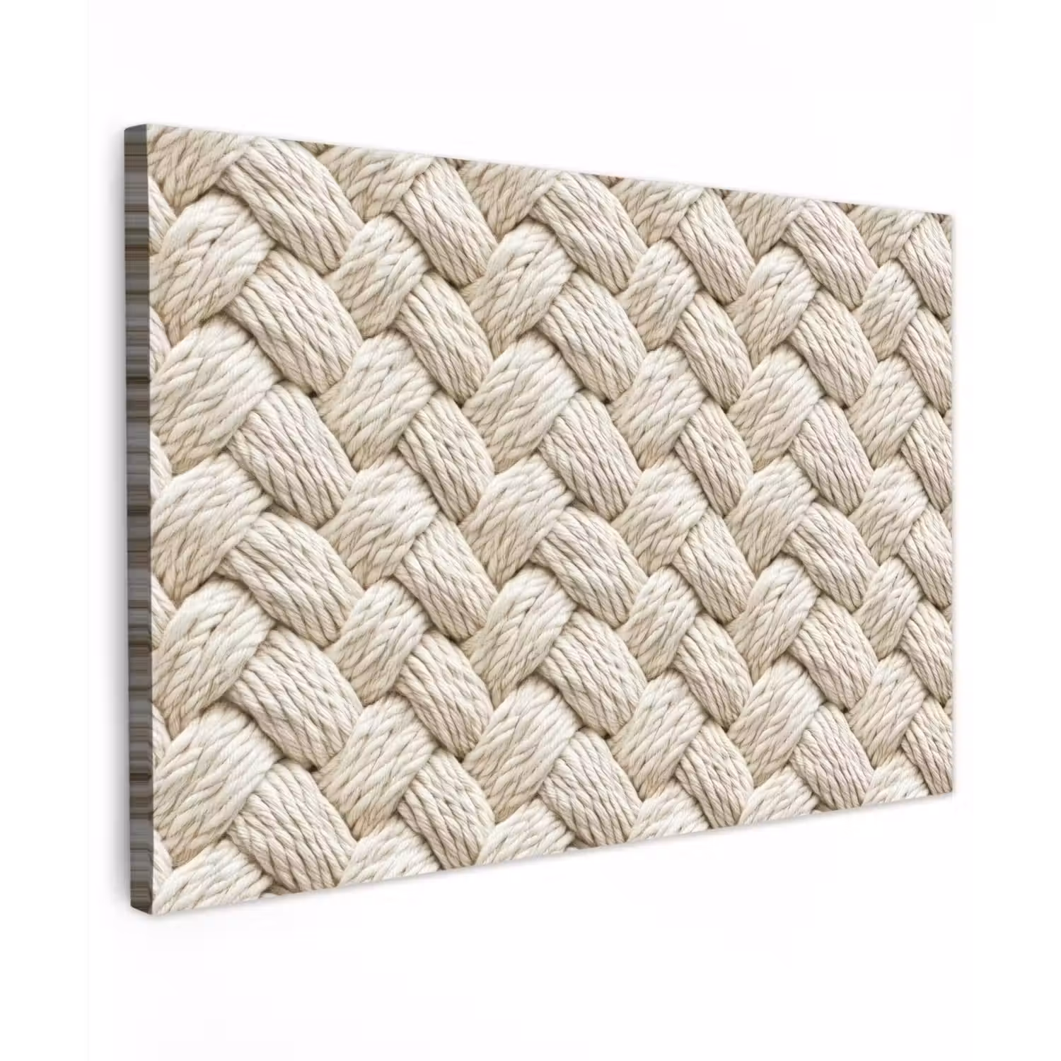 Touw - Gebreid - Beige Tuinposter op houten frame 2 cm dik klein 845 -3d
