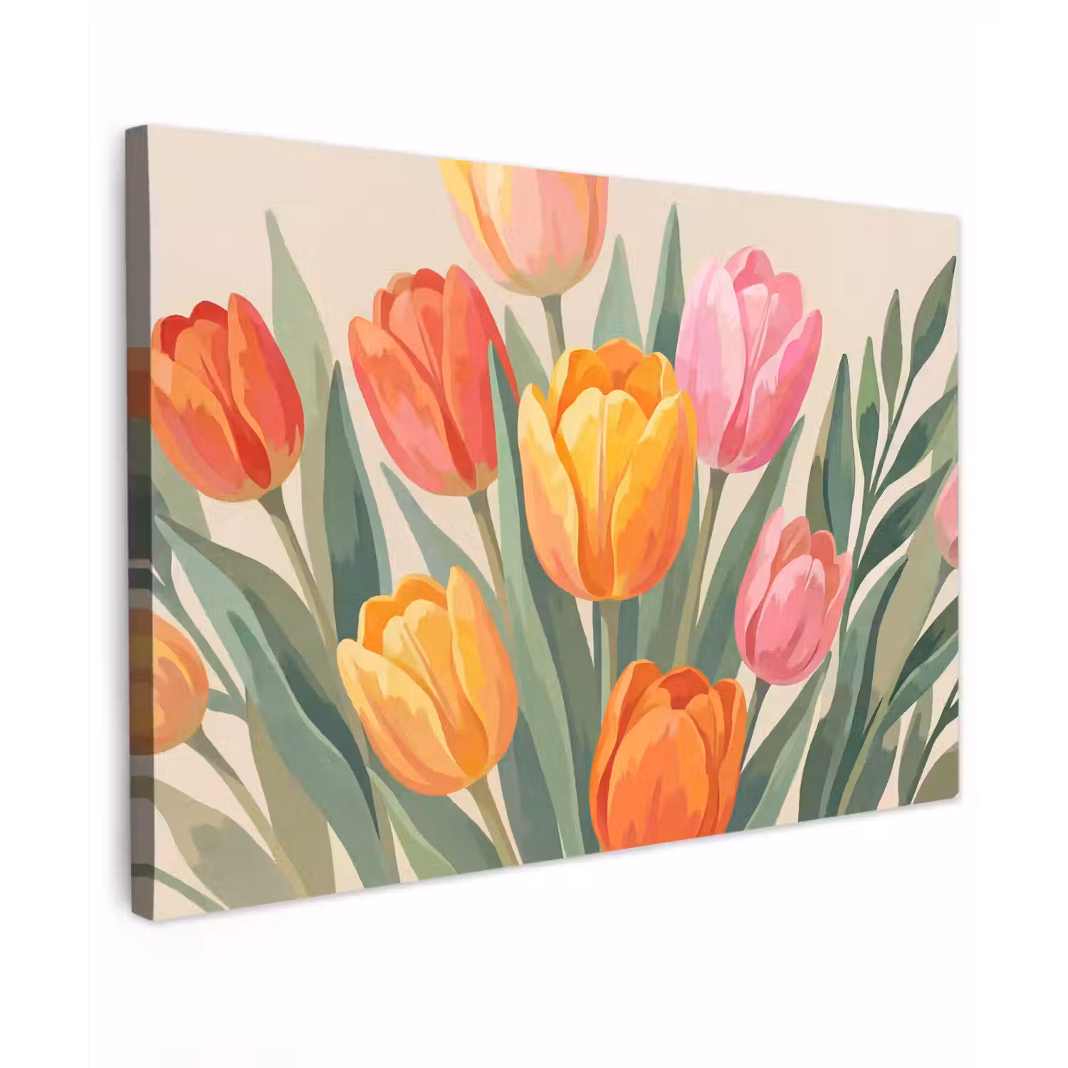 Tulpen - Abstract - Kleurrijk Tuinposter op houten frame 2 cm dik klein -3d