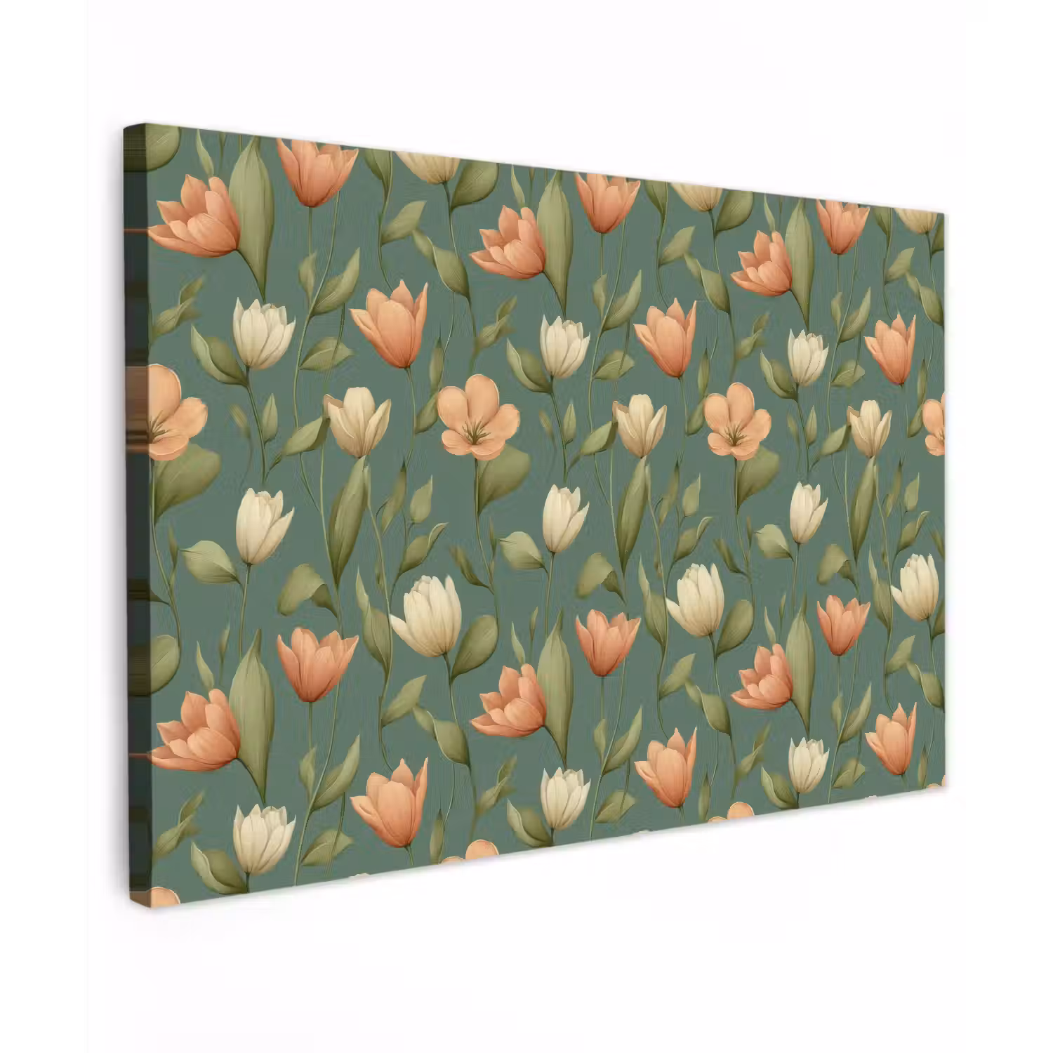 Tulpen - Botanisch - Groen Tuinposter op houten frame 2 cm dik klein 845 -3d