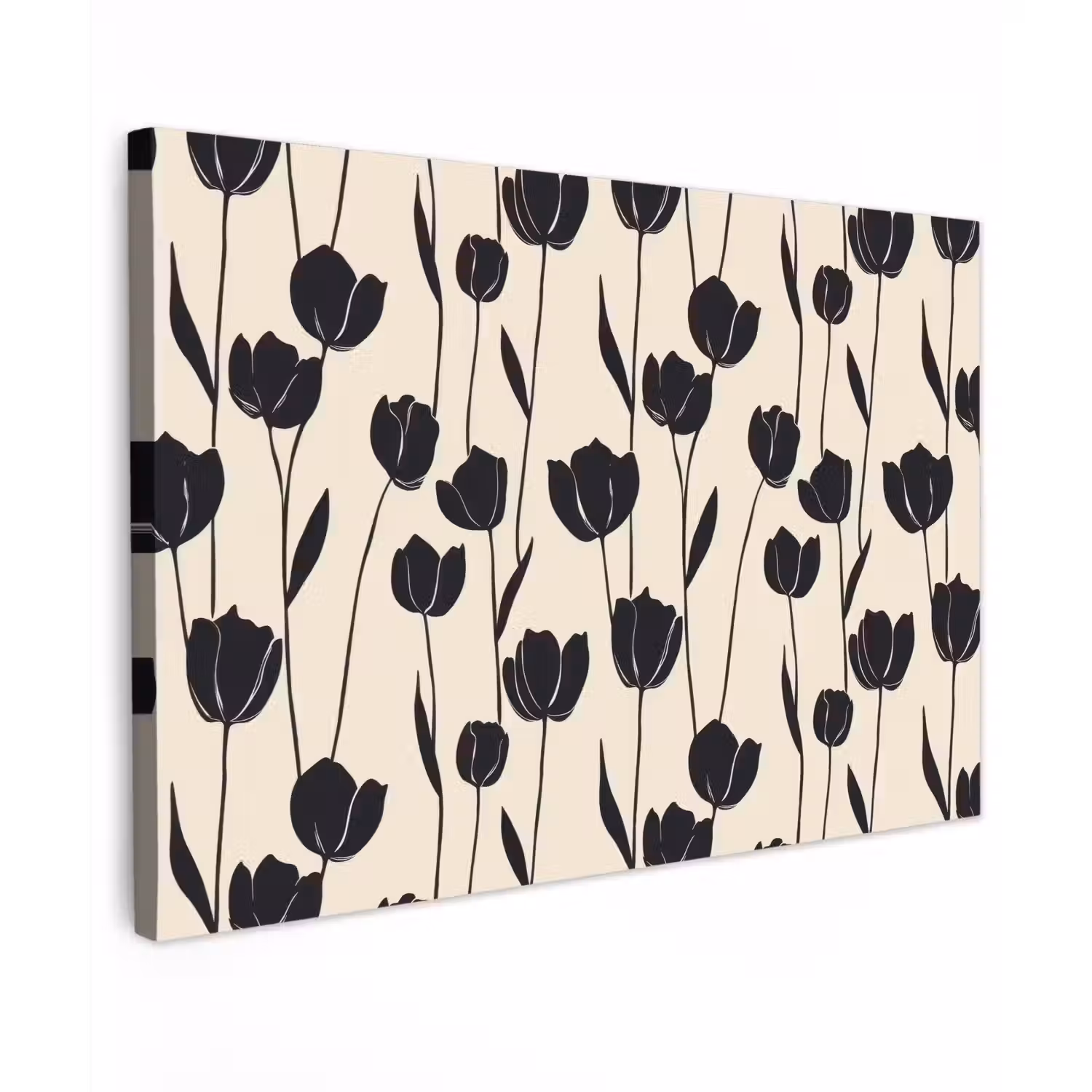Tulpen - Patroon - Zwart Tuinposter op houten frame 2 cm dik klein 845 -3d