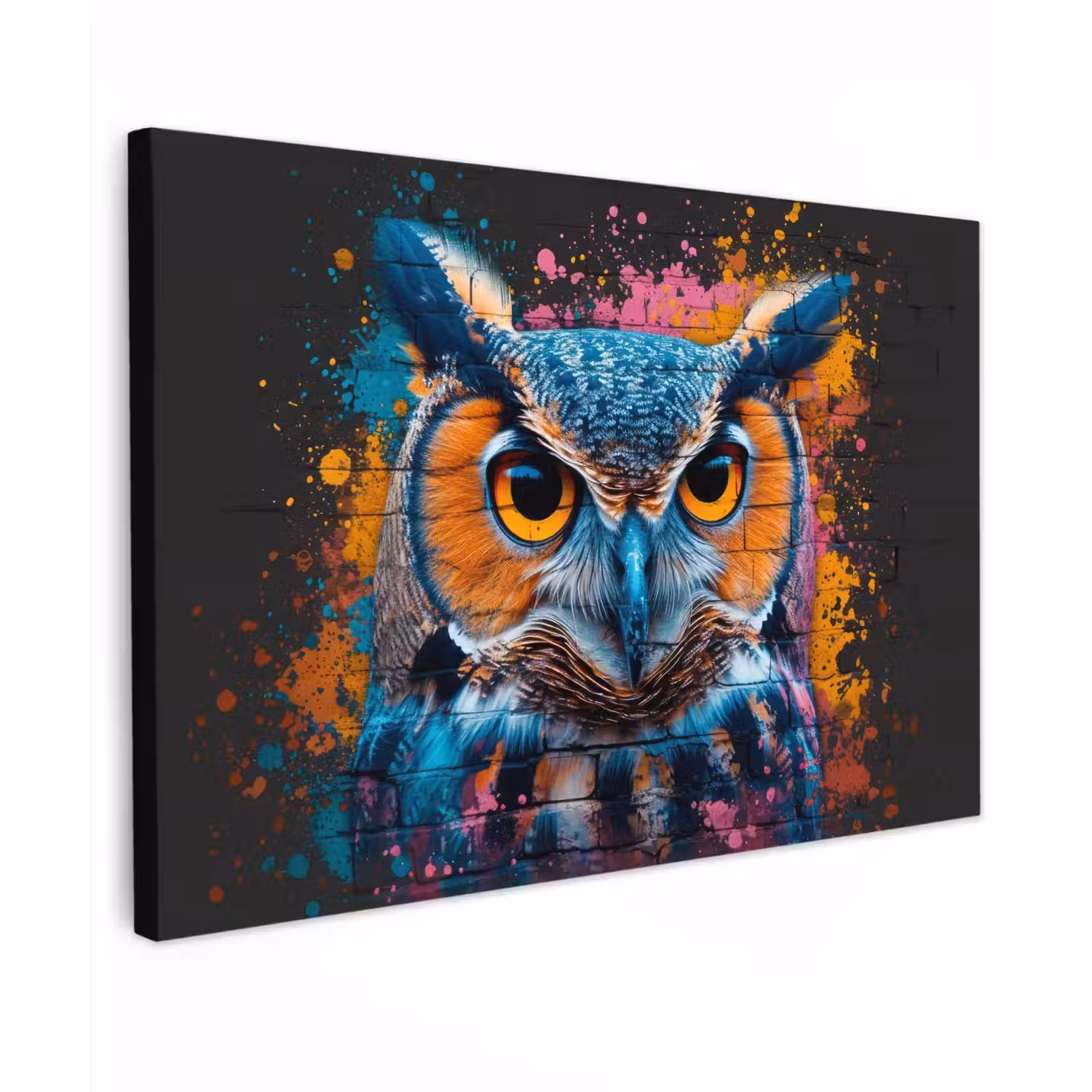 Uil met Intense Blik Tuinposter op houten frame 2 cm dik klein -3d