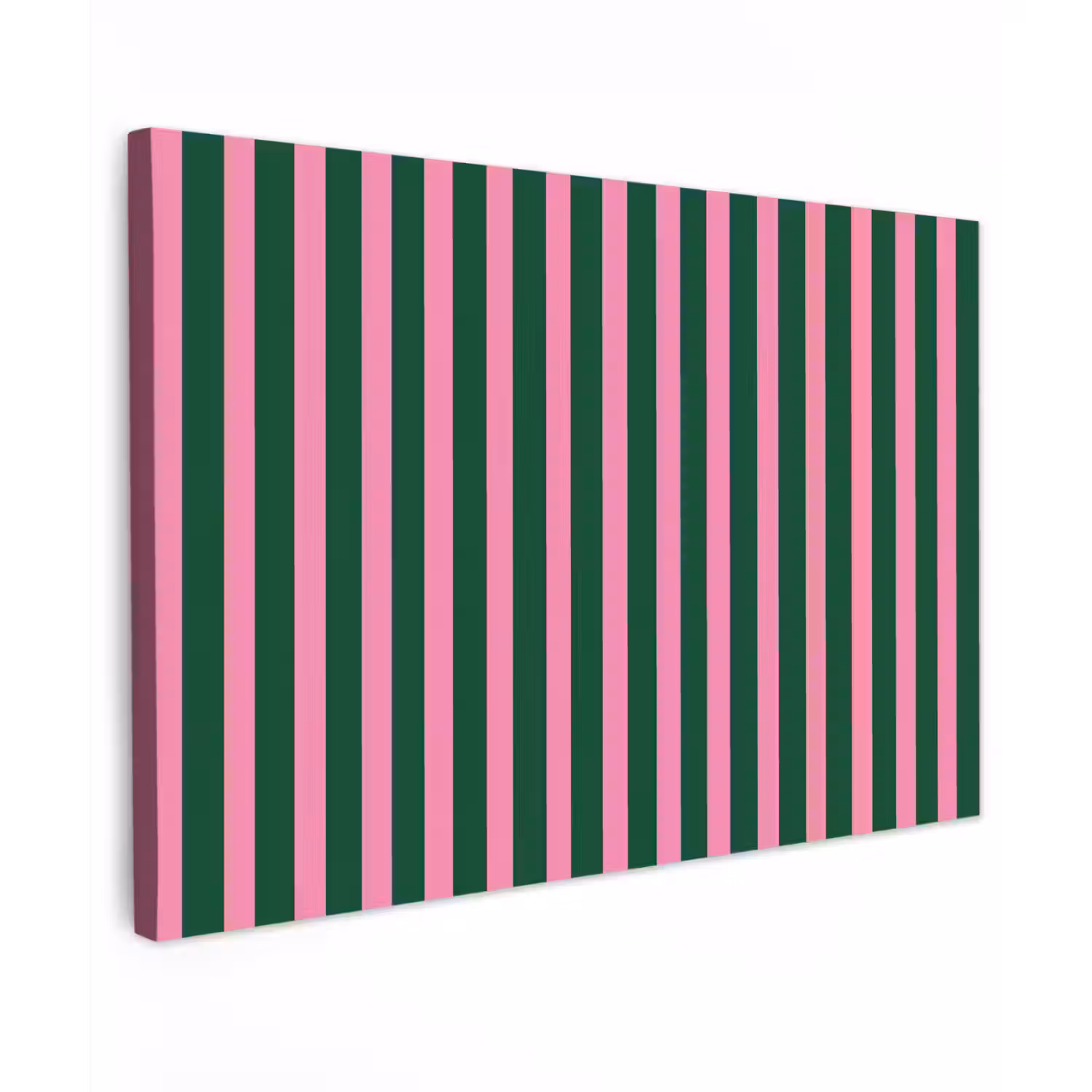 Verticale strepen - Groen - Roze Tuinposter op houten frame 2 cm dik klein 845 -3d
