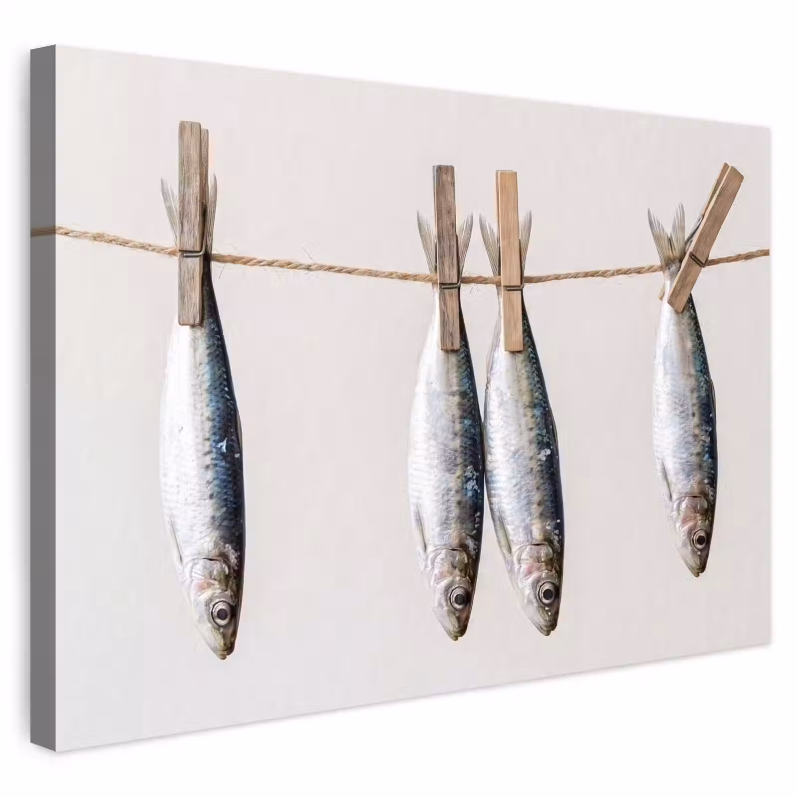 Buiten canvas - Vis - Hangend - Eten - Vis - Hangend - Eten Tuinposter op houten frame 2 cm dik klein