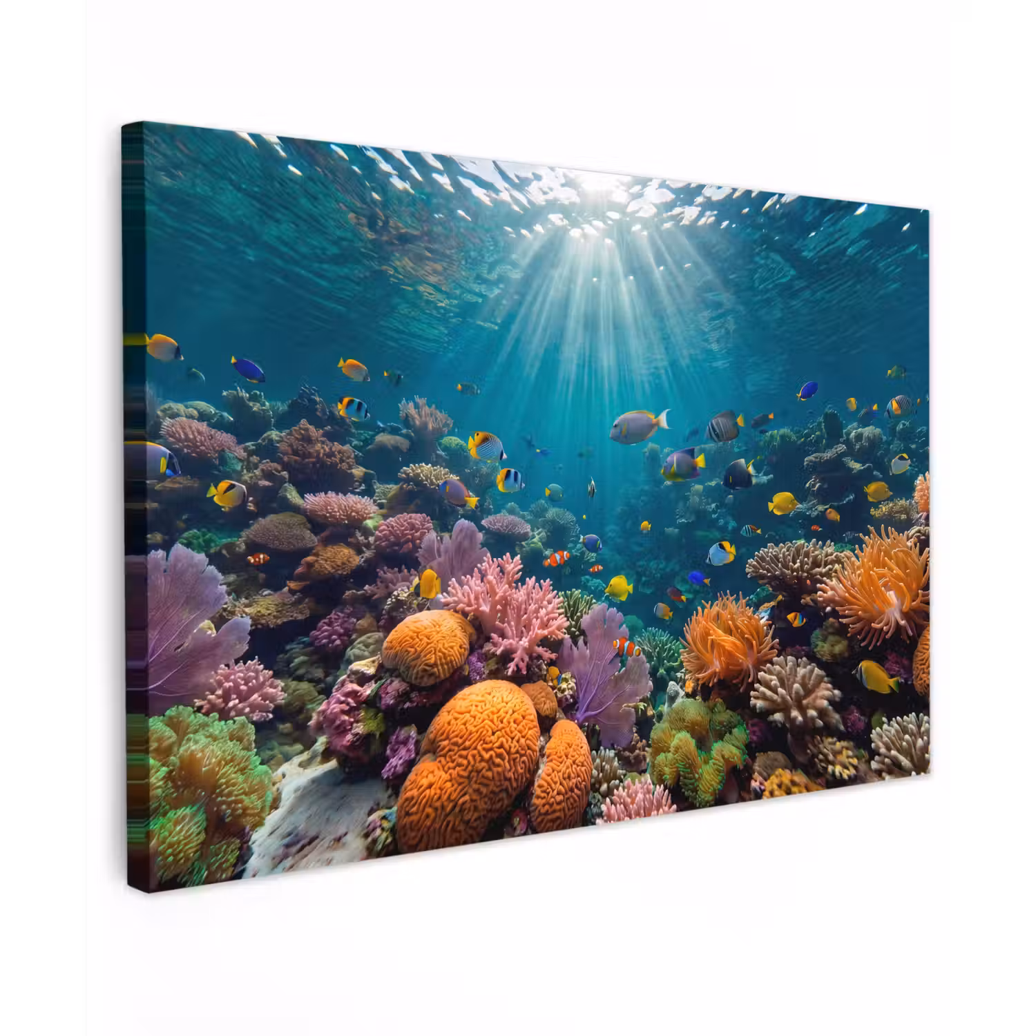 Vis - Koraal - Oceaan - Natuur - Kleurrijk Tuinposter op houten frame 2 cm dik klein -3d
