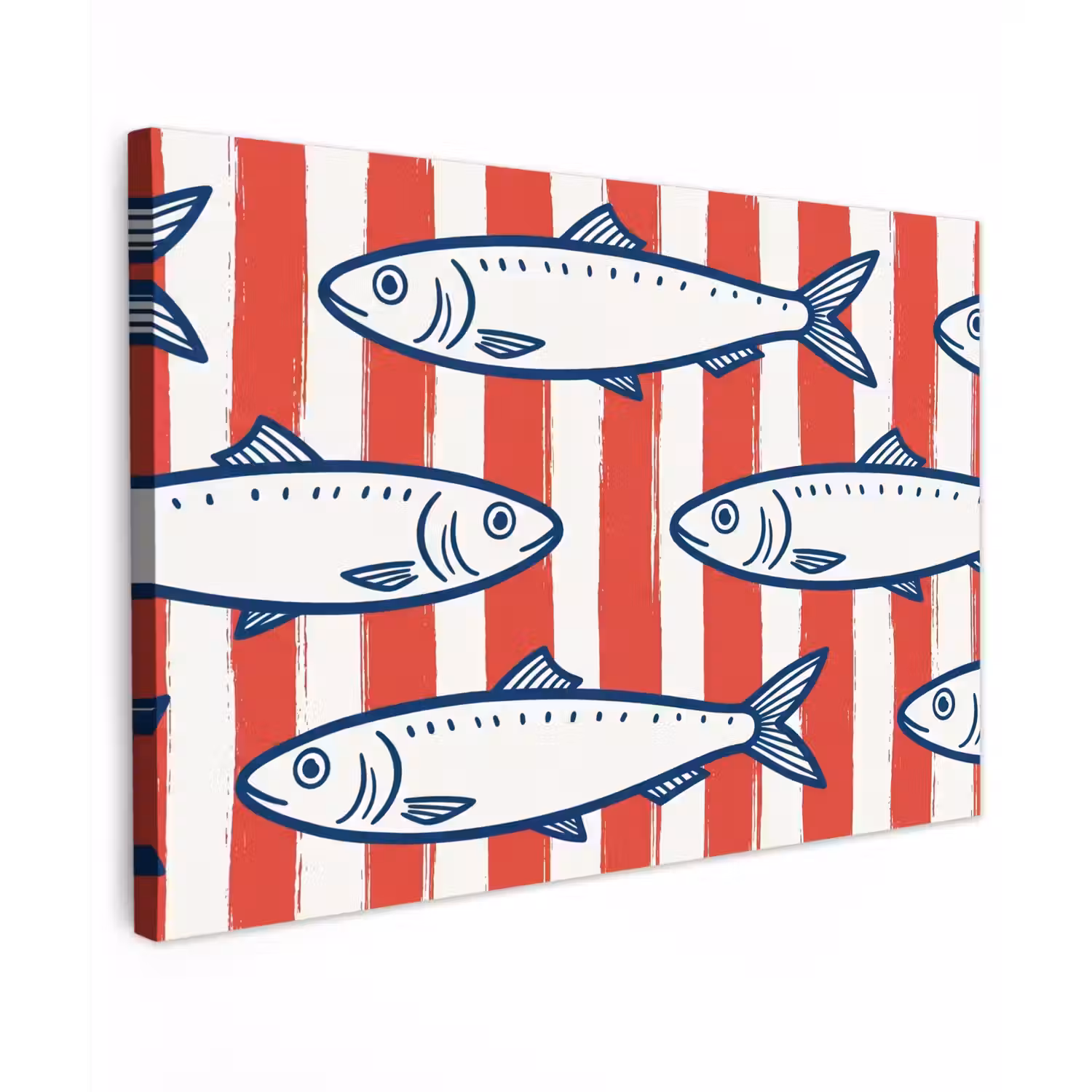 Vis - Patroon - Strepen - Illustratie - Rood Tuinposter op houten frame 2 cm dik klein -3d