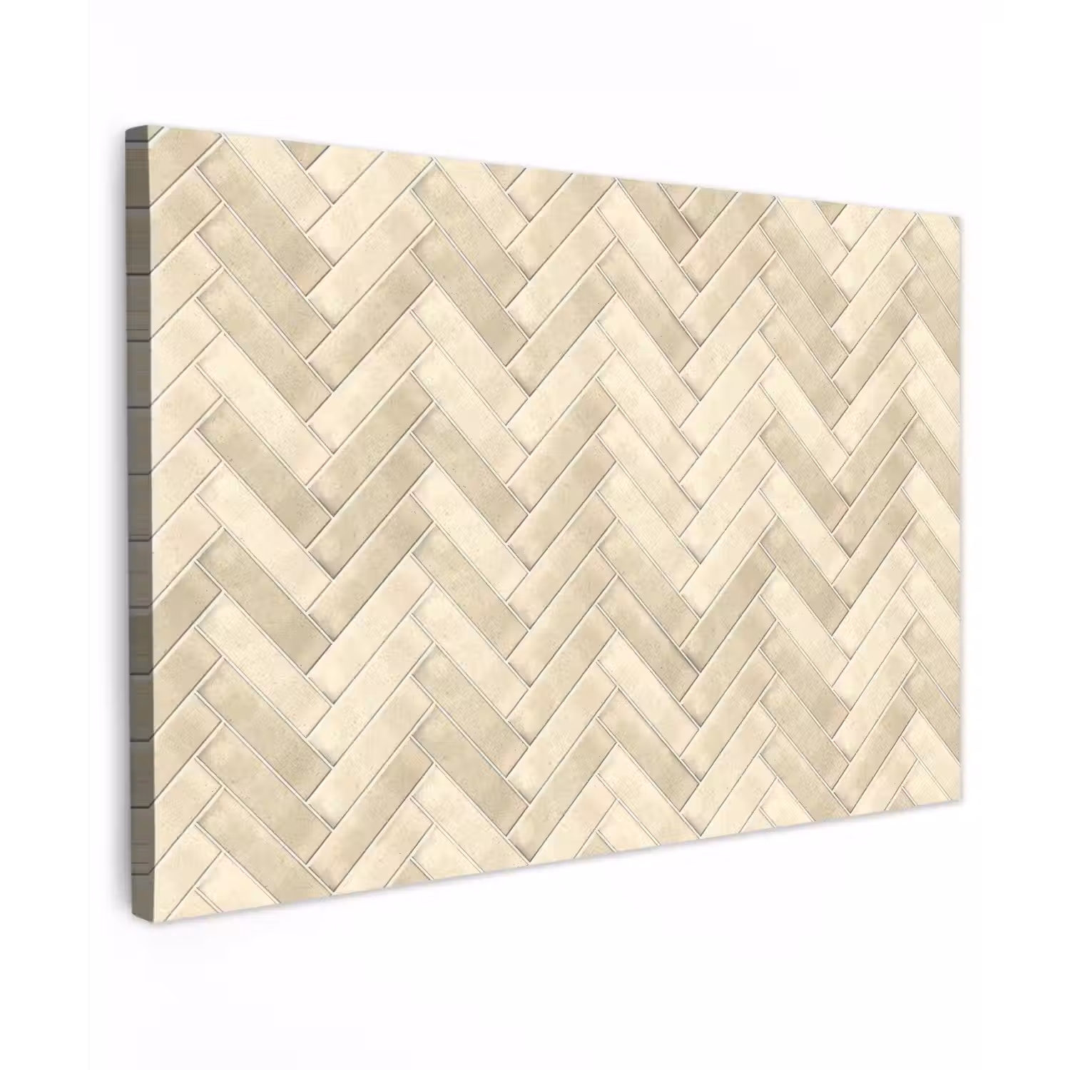 Visgraat - Wandtegel - Licht Beige Tuinposter op houten frame 2 cm dik klein 845 -3d