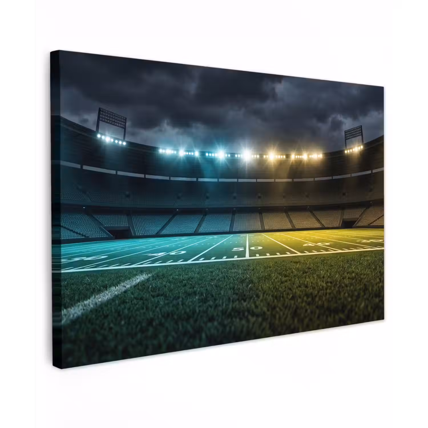 Voetbal - Stadion - Nacht - Modern Tuinposter op houten frame 2 cm dik klein -3d
