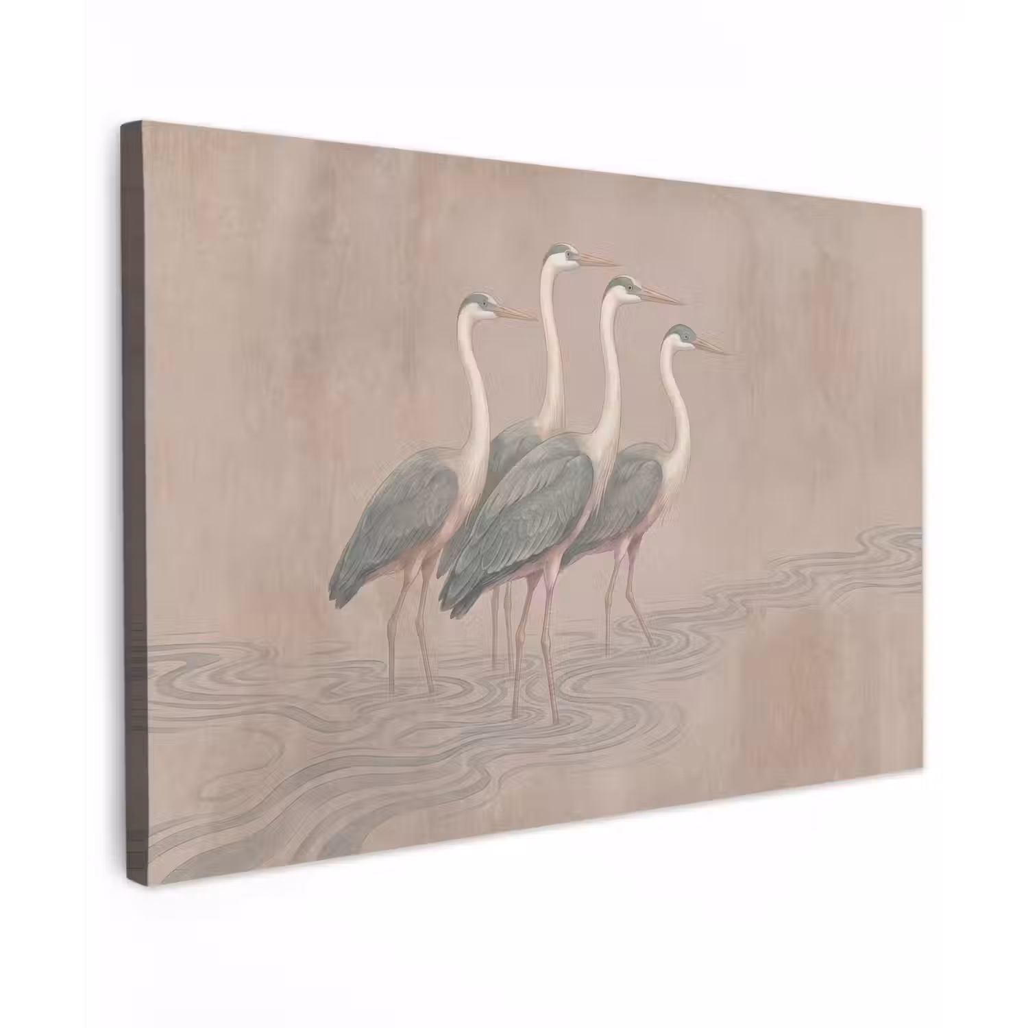 Vogel - Water - Natuur - Vintage Tuinposter op houten frame 2 cm dik klein -3d