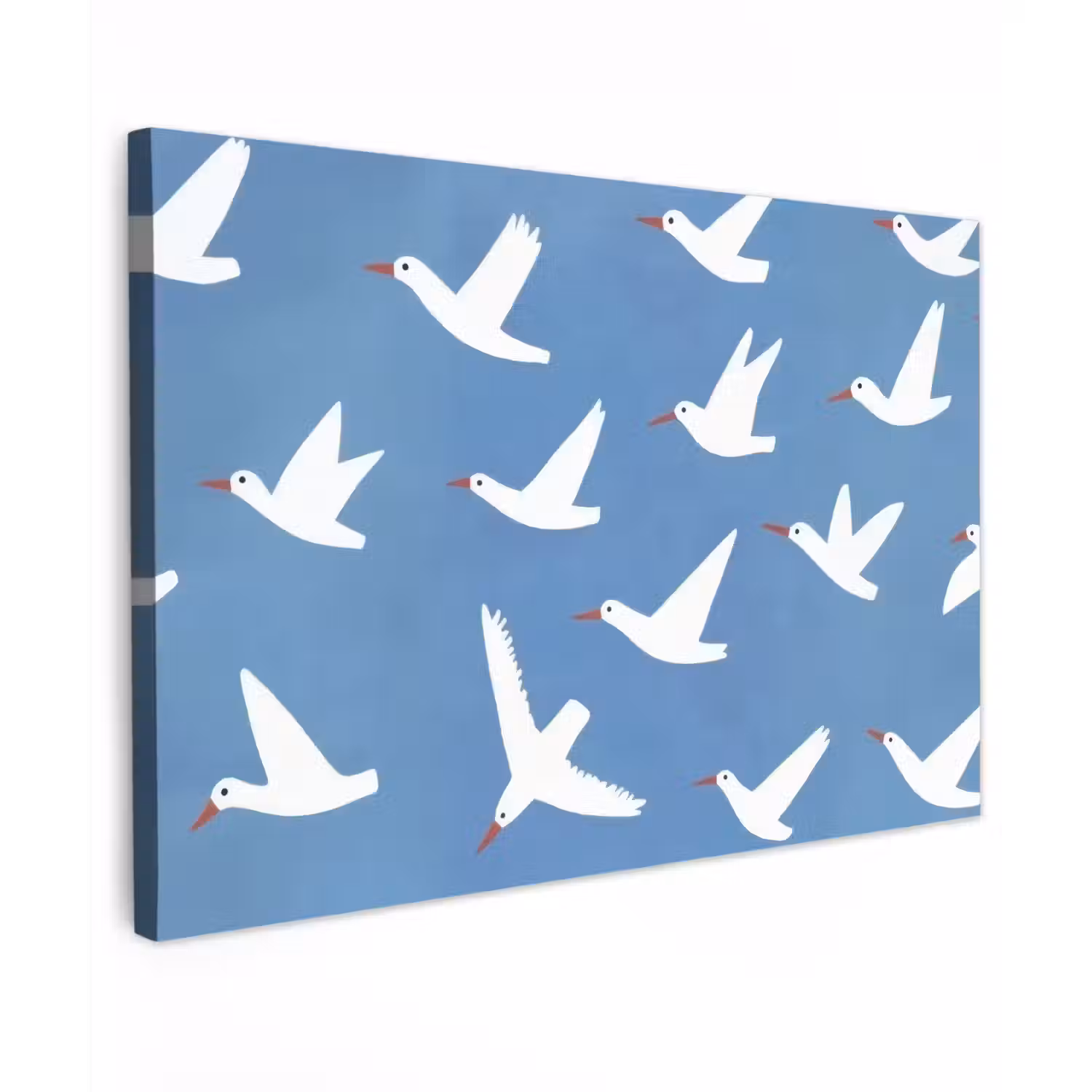 Vogels - Wit - Patroon Tuinposter op houten frame 2 cm dik klein -3d