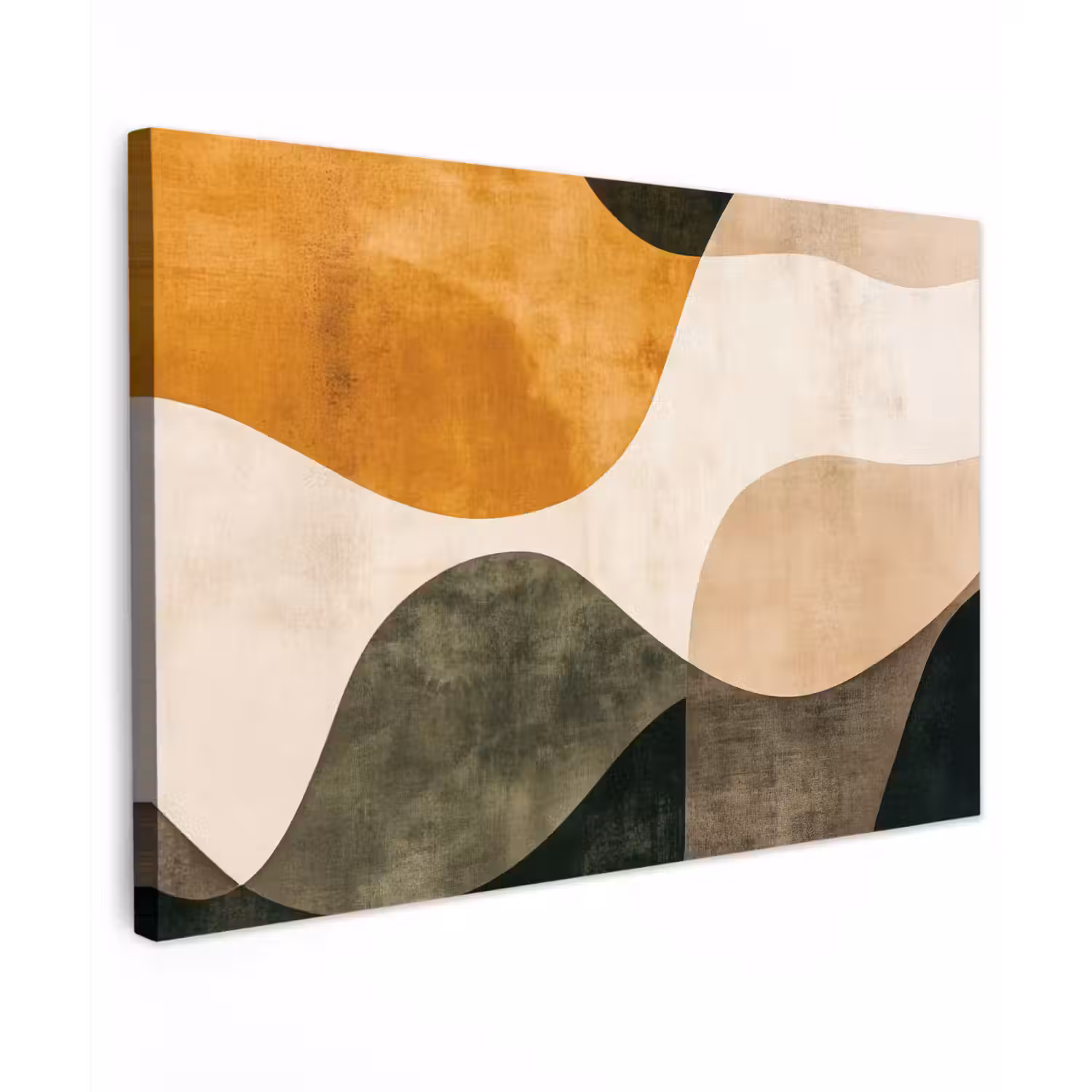 Vormen - Okergeel - Abstract Tuinposter op houten frame 2 cm dik klein -3d