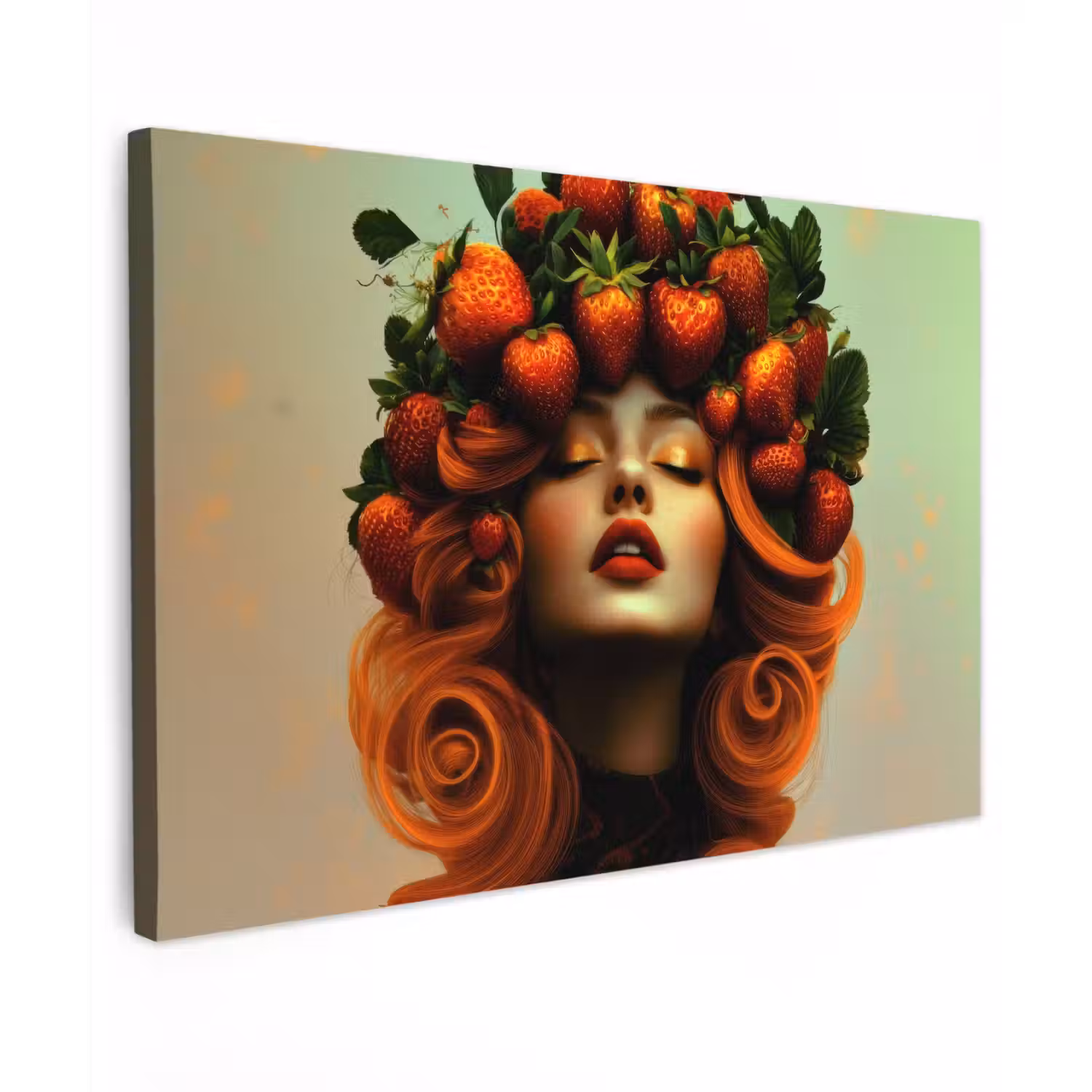 Vrouw - Aardbeien - Kroon Tuinposter op houten frame 2 cm dik klein -3d