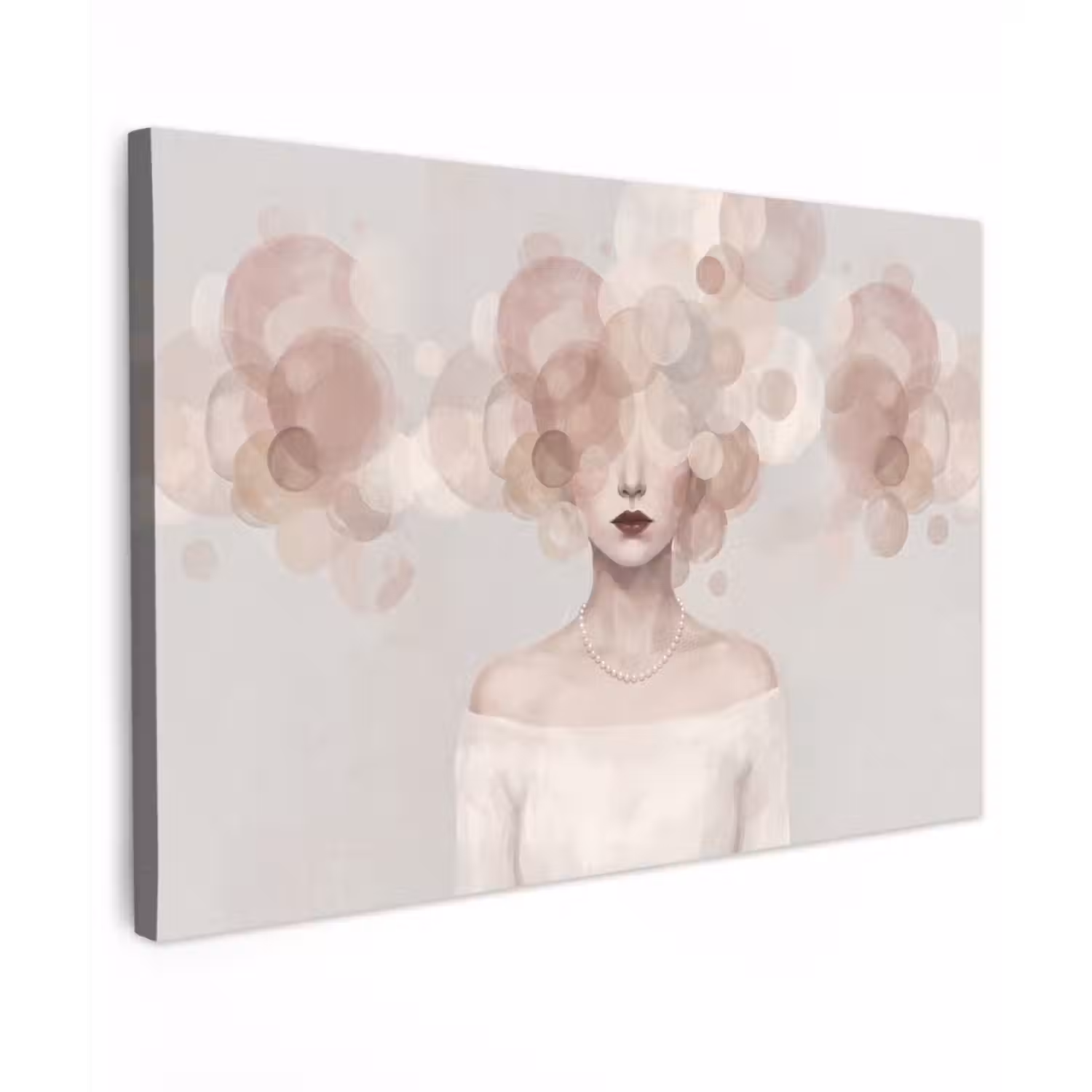 Vrouw - Cirkels - Beige Tuinposter op houten frame 2 cm dik klein -3d