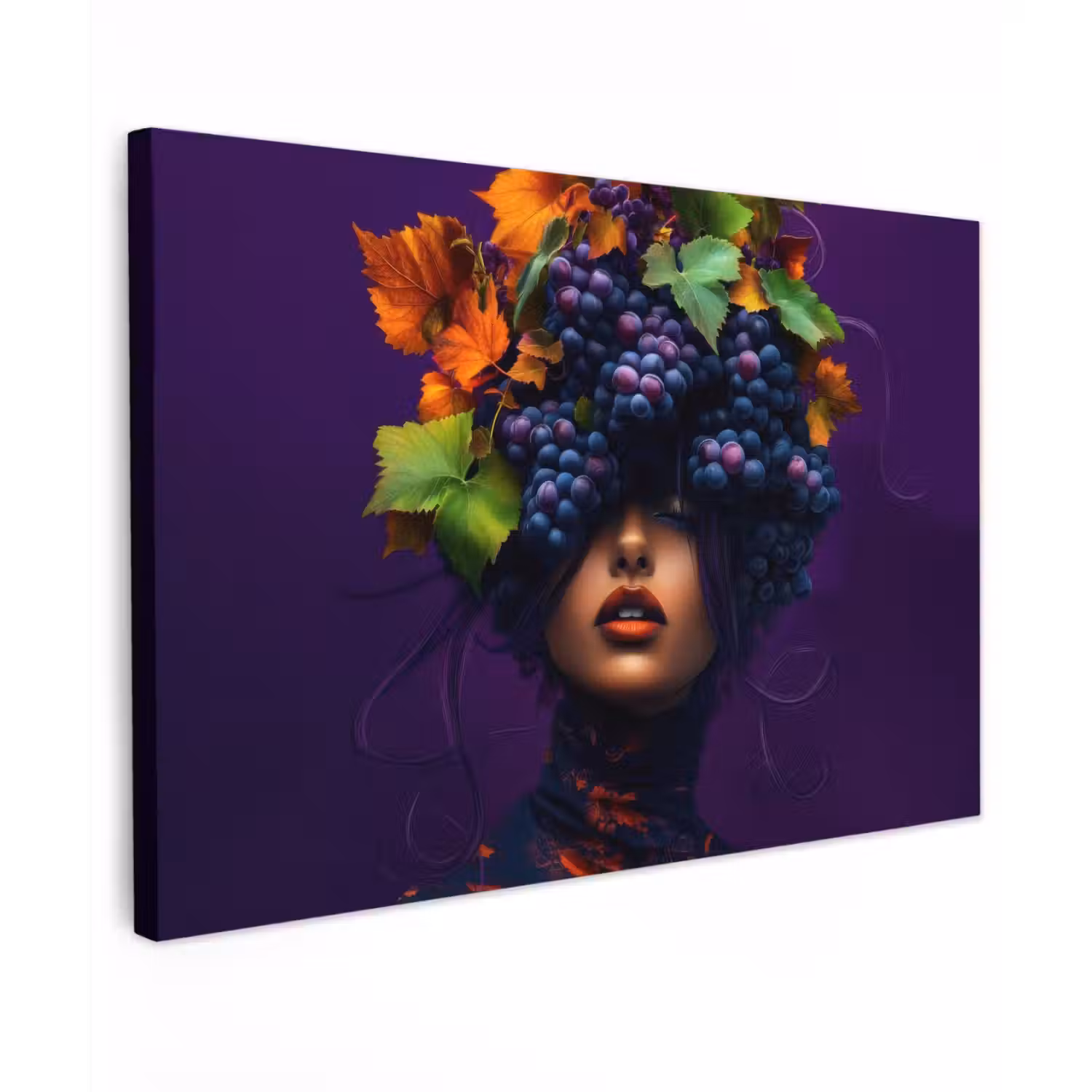 Vrouw - Paars - Druiven Tuinposter op houten frame 2 cm dik klein -3d
