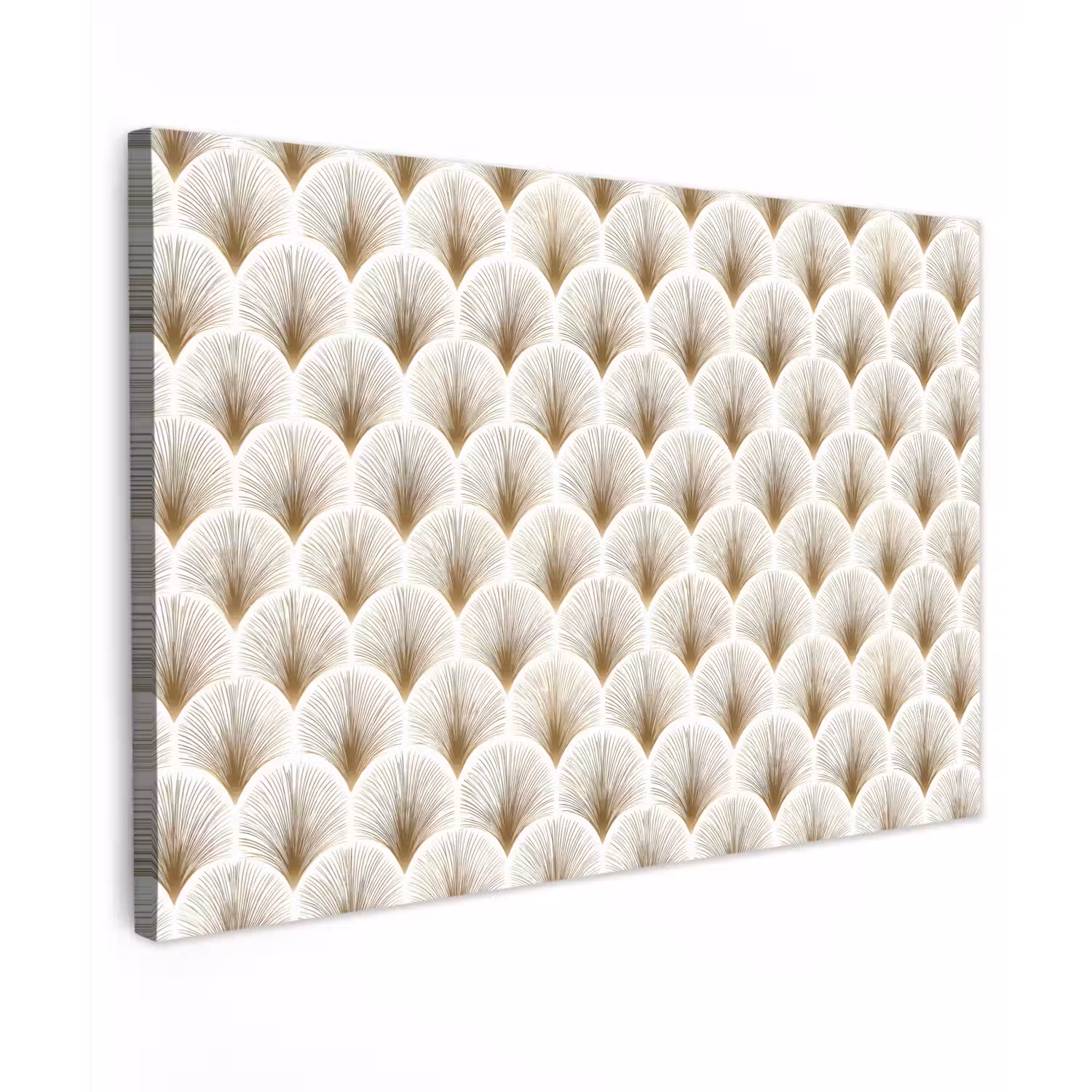 Waaiers - Art Deco - Elegant - Goud - Wit Tuinposter op houten frame 2 cm dik klein 845 -3d