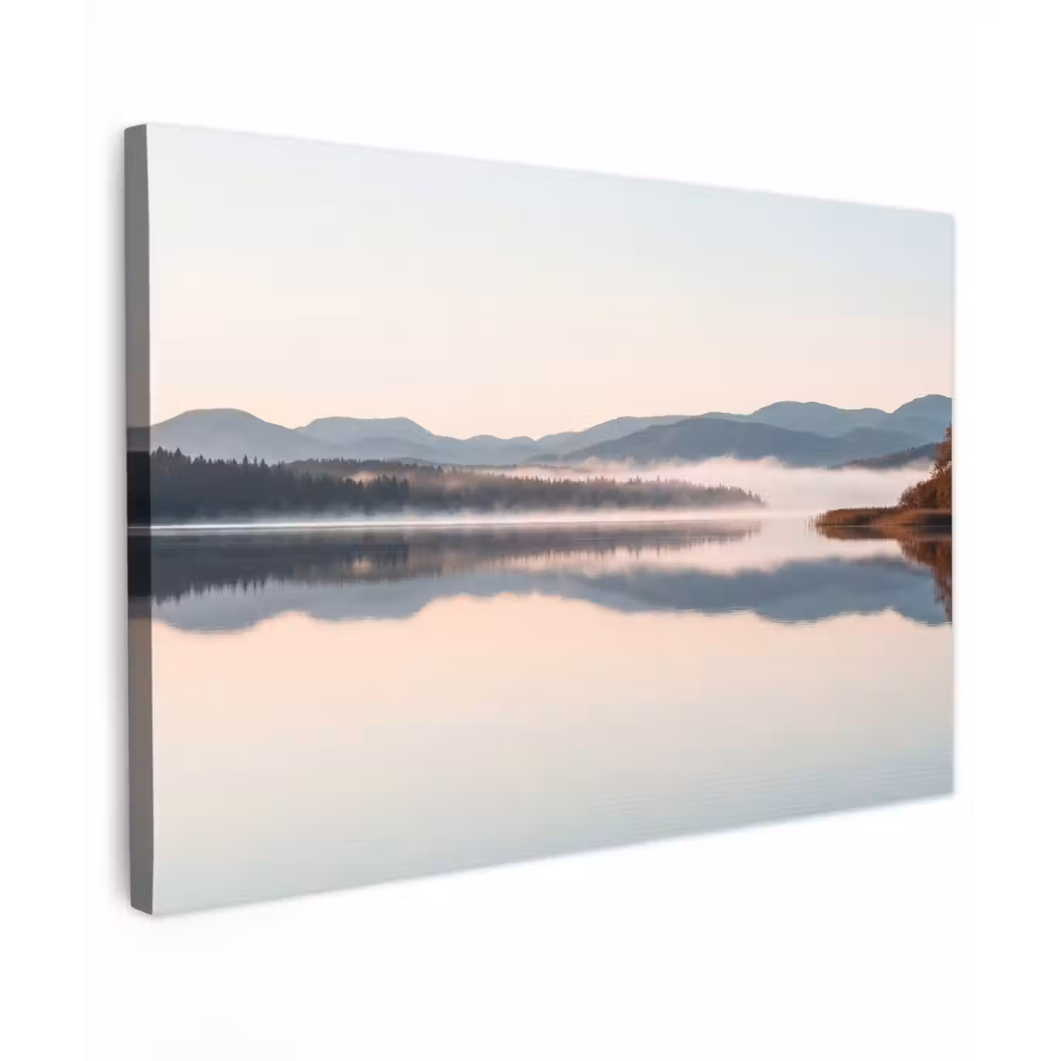 Water - Bomen - Mistlaag Tuinposter op houten frame 2 cm dik klein -3d