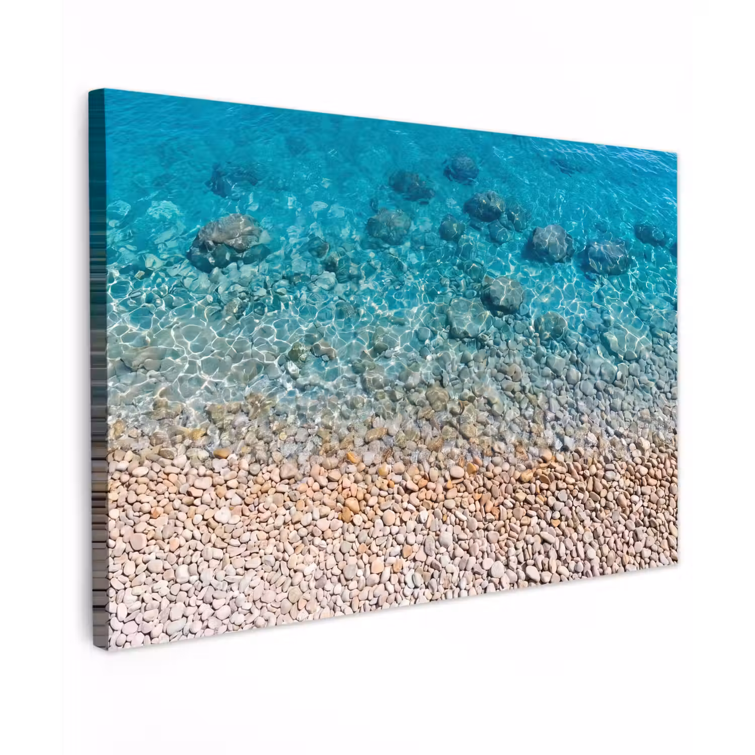Water - Kiezels - Natuur - Levendig - Turkoois Tuinposter op houten frame 2 cm dik klein -3d
