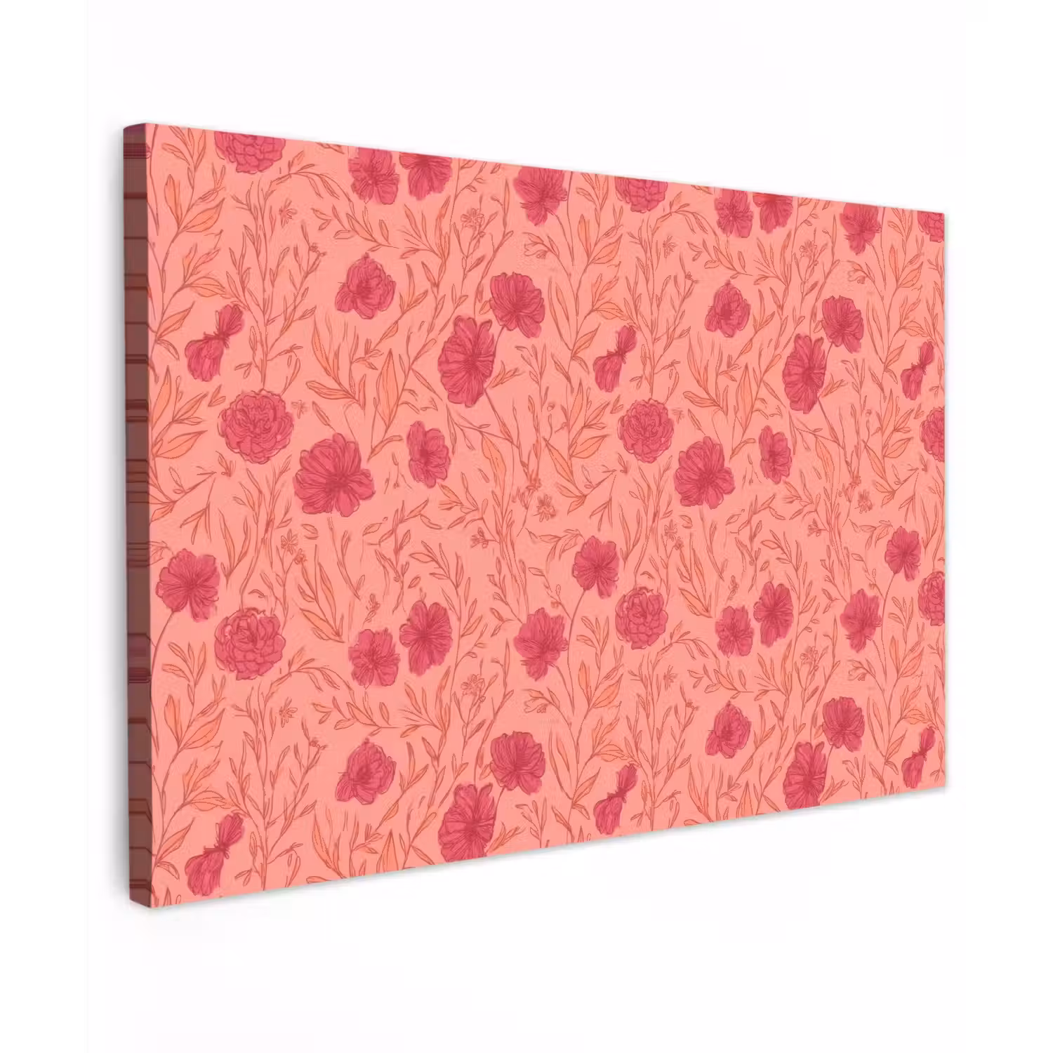 Weidebloemen - Romantisch - Roze Tuinposter op houten frame 2 cm dik klein 845 -3d