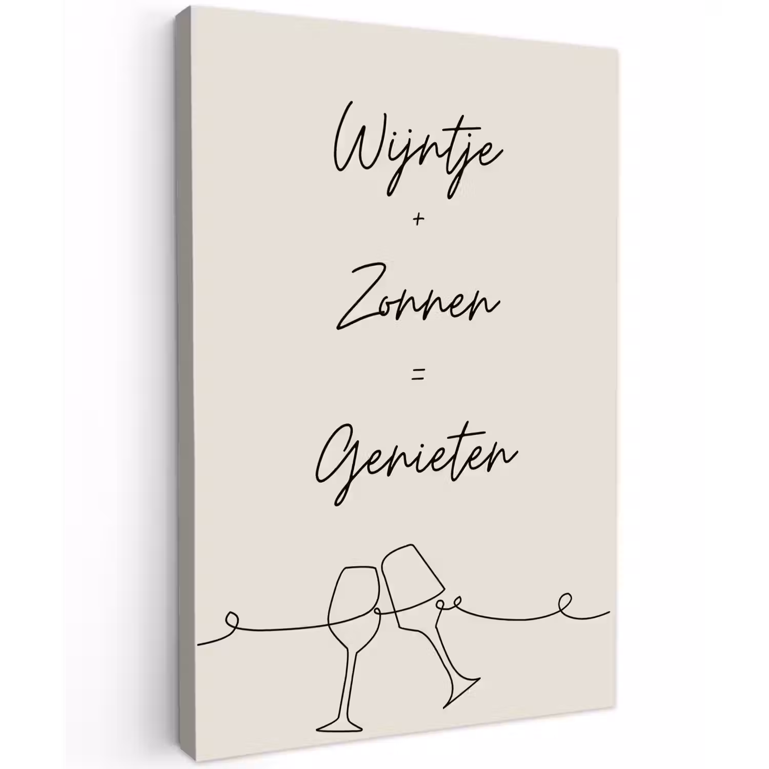 Wijn en Zonnen Tuinposter op houten frame 2 cm dik klein -3d
