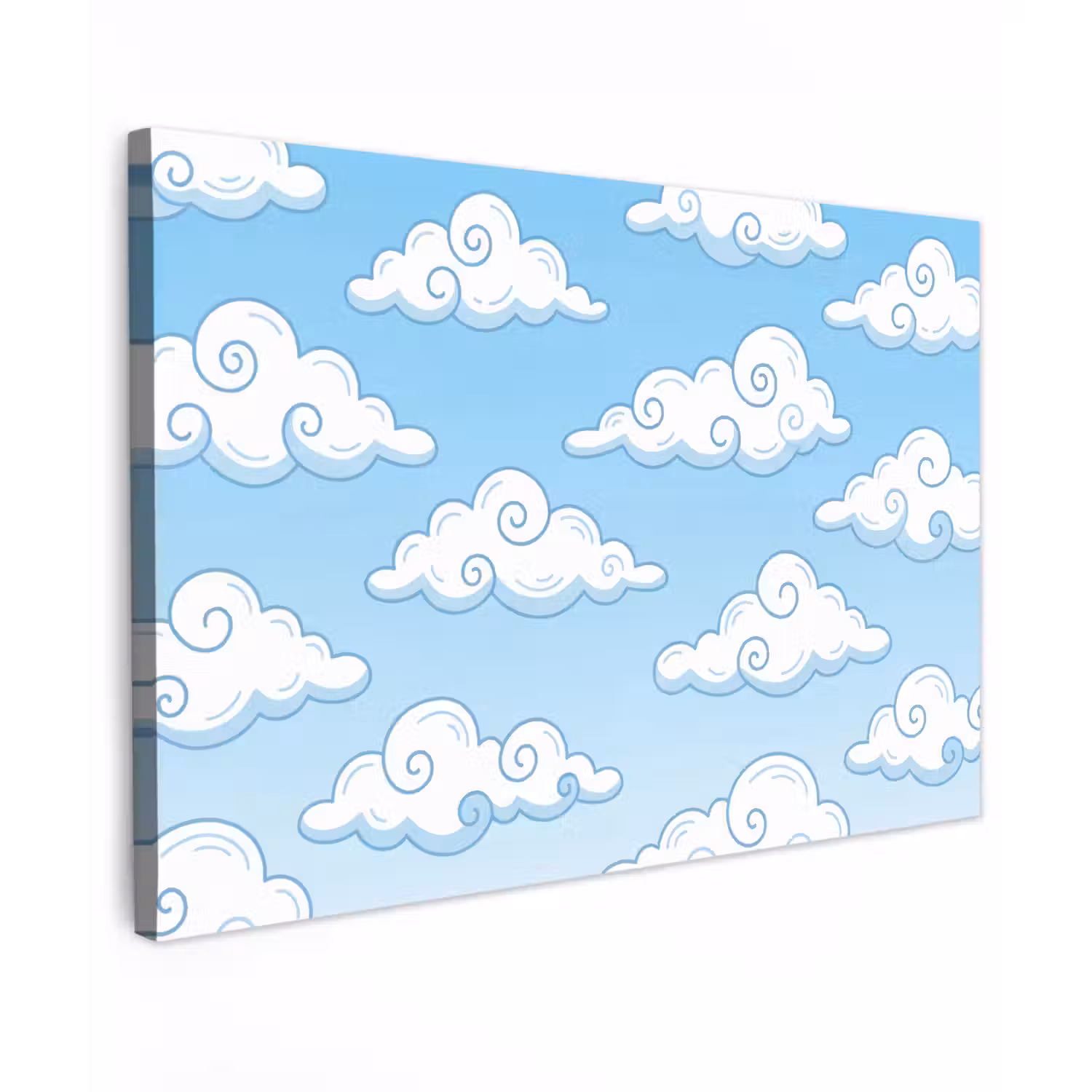 Wolk - Lucht - Cartoon - Blauw - Wit Tuinposter op houten frame 2 cm dik klein -3d