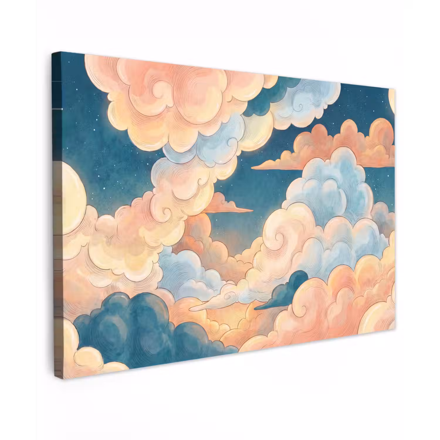 Wolk - Lucht - Natuur - Illustratief - Oranje Tuinposter op houten frame 2 cm dik klein -3d