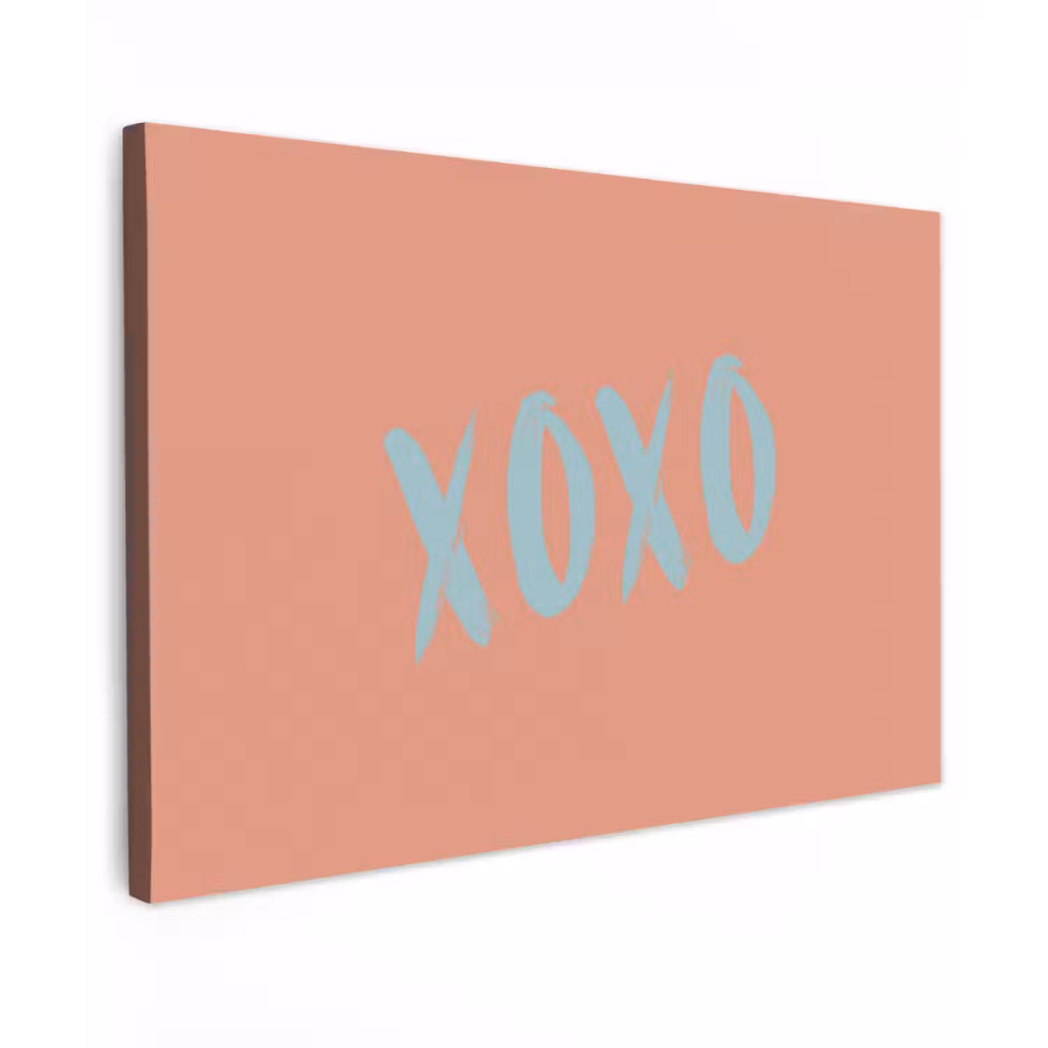 XOXO - Blauw - Perzikkleur Tuinposter op houten frame 2 cm dik klein -3d