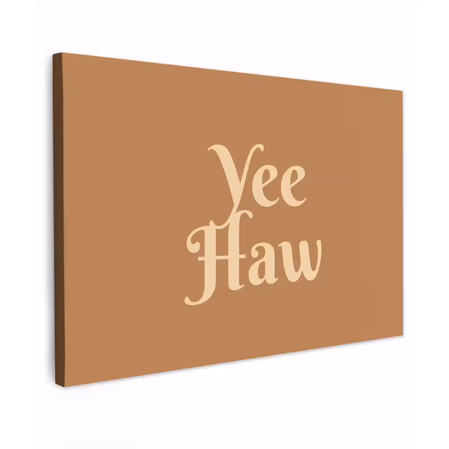 Yee haw - Bruin - Minimalistisch Tuinposter op houten frame 2 cm dik klein -3d