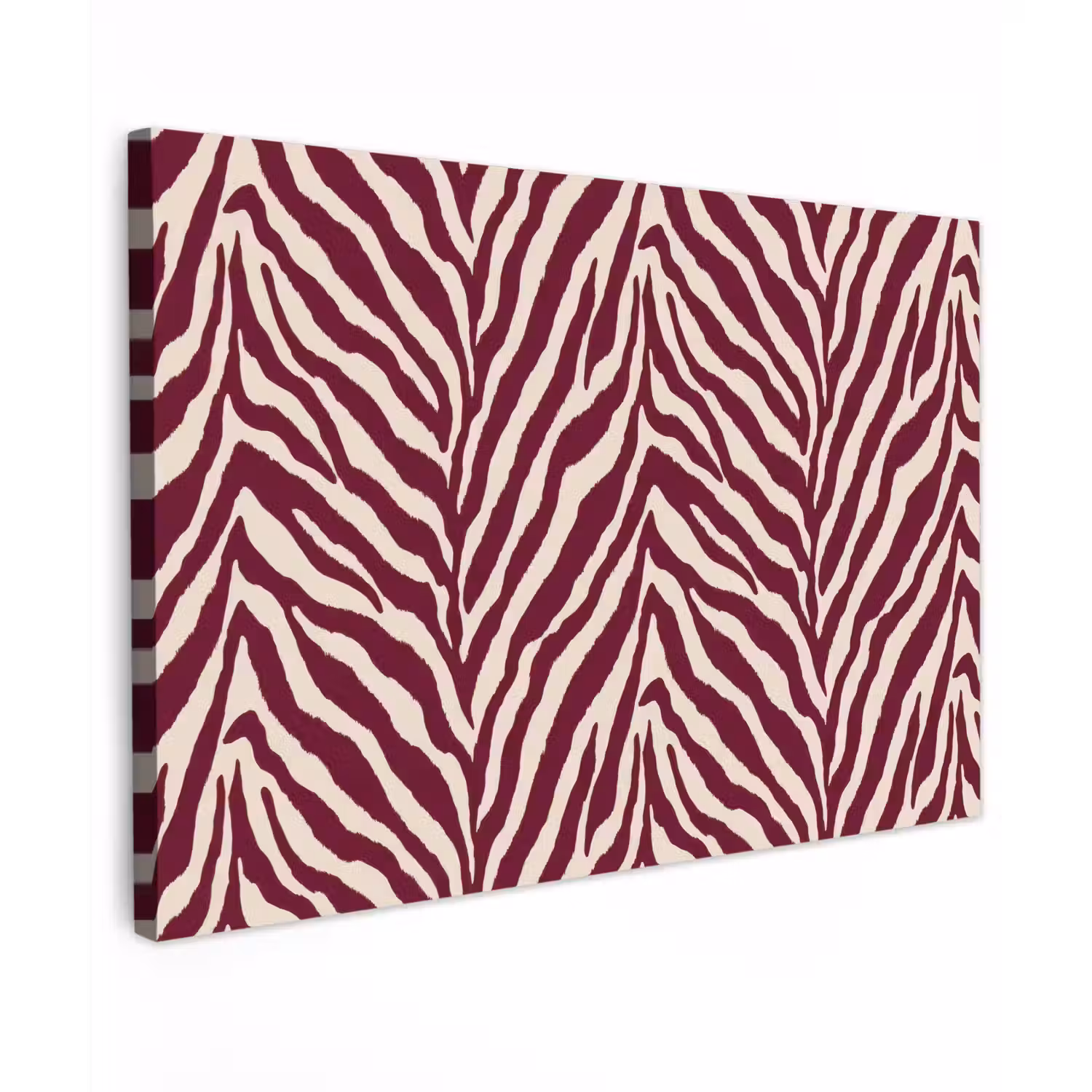 Zebra - Motief - Bordeaux - Rood Tuinposter op houten frame 2 cm dik klein 845 -3d