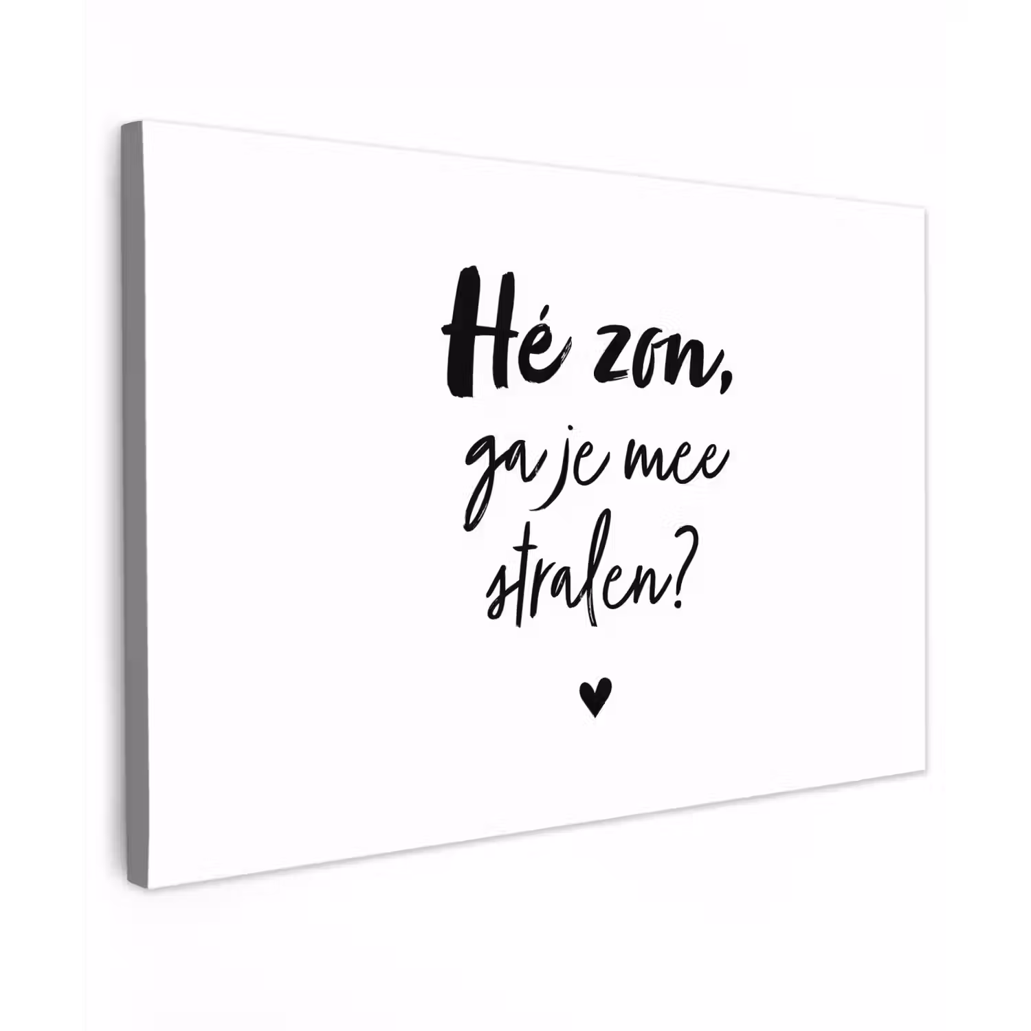 Zon - Tekst - Hé zon, ga je mee stralen? - Quotes Tuinposter op houten frame 2 cm dik klein -3d