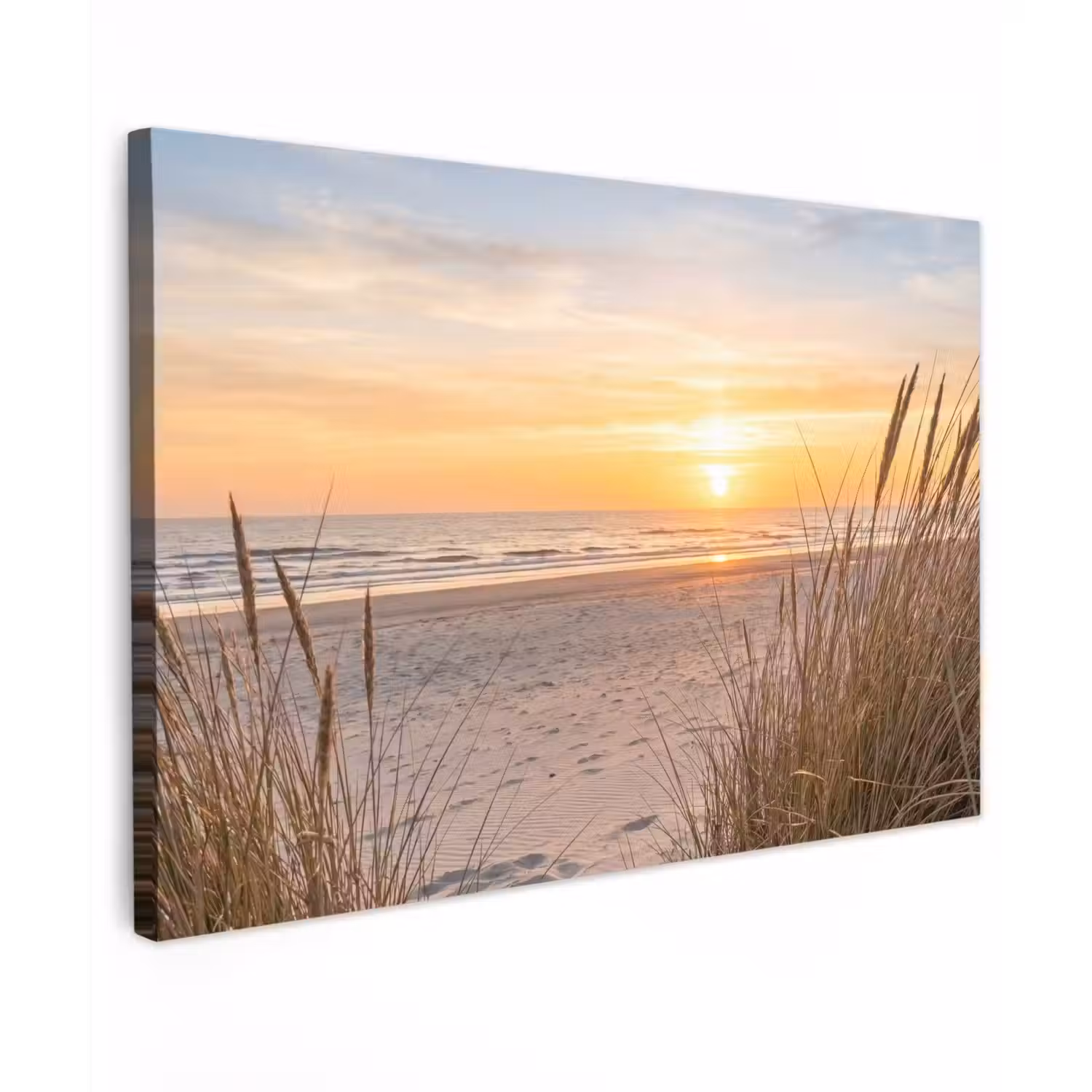 Zonsondergang - Duinen - Zee Tuinposter op houten frame 2 cm dik klein -3d